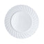 12-Pack Plastic Dessert Plates Glossy White Swirl Rim - Lightweight Round Salad Plates 6"
