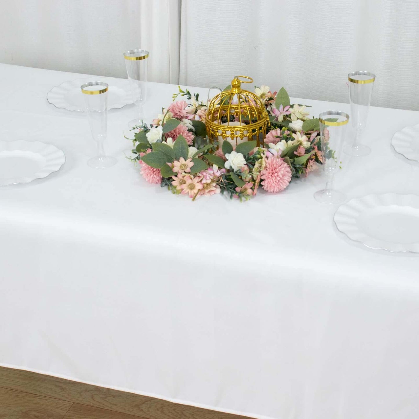 Premium Polyester 54"x96" Rectangle Tablecloth White - Durable 220GSM Stain-Resistant Fabric for Weddings & Events