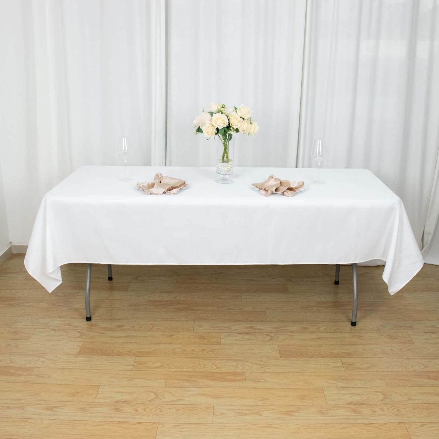 Premium Polyester 54"x96" Rectangle Tablecloth White - Durable 220GSM Stain-Resistant Fabric for Weddings & Events
