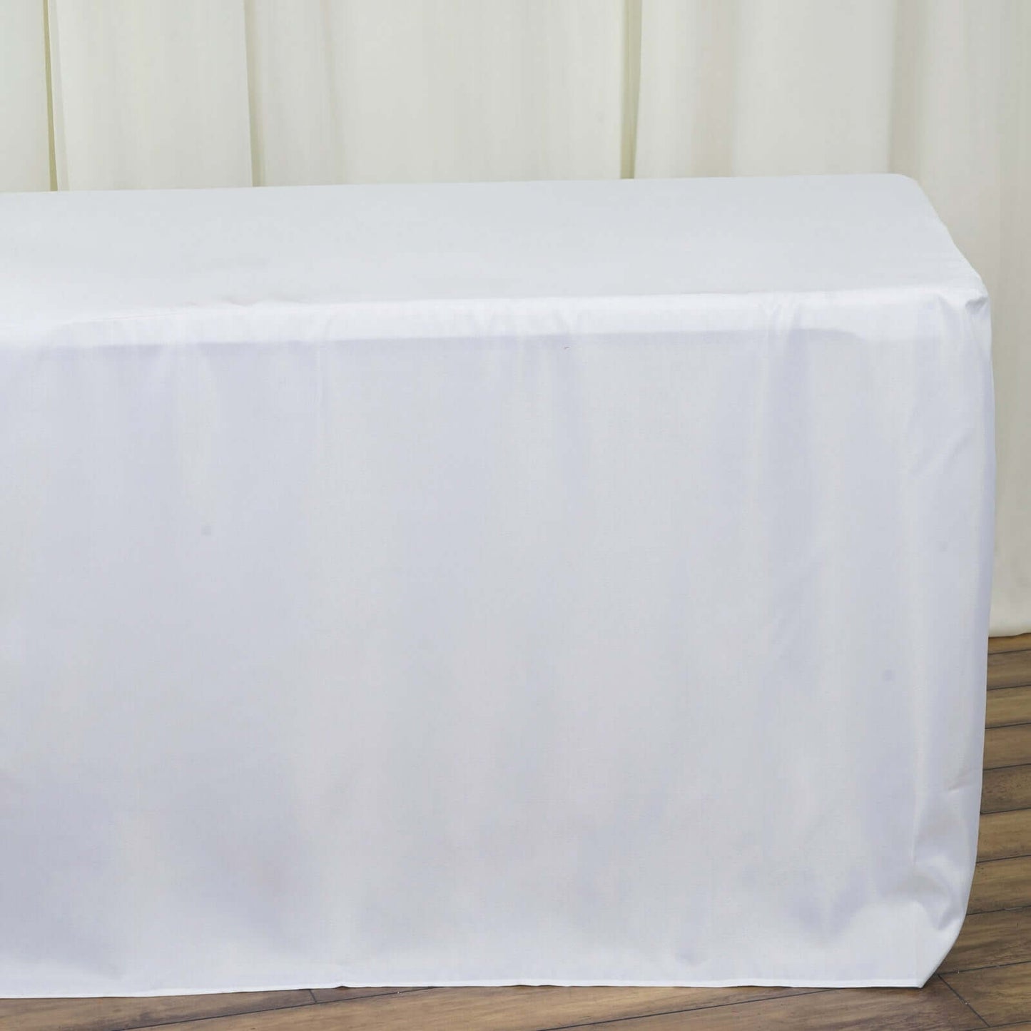 Fitted Polyester 96"x30" Rectangle Tablecloth White - Durable and Easy to Maintain Table Cover for Trade Shows, Catering & Events