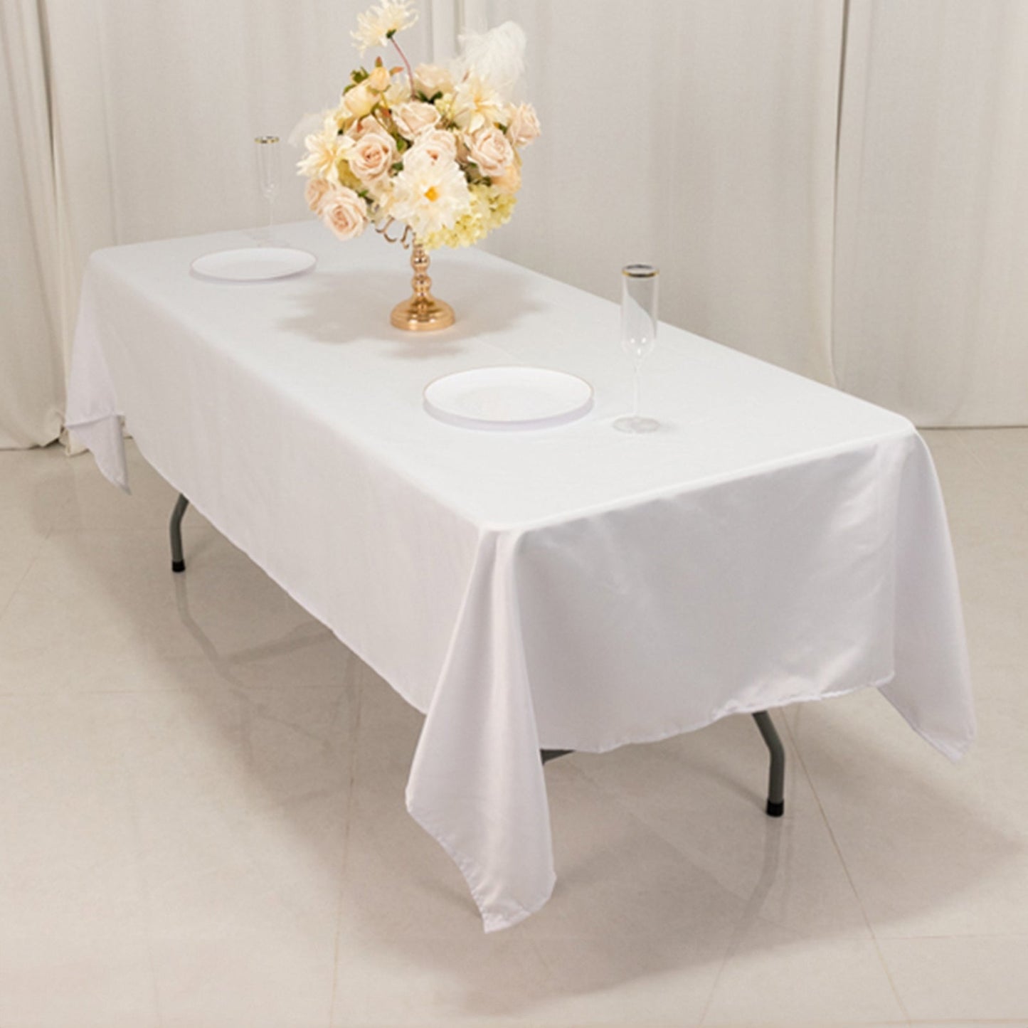 Lamour Satin 60"x102" Rectangle Tablecloth White - Durable & Silky Soft Feel Table Cover for Weddings & Banquets