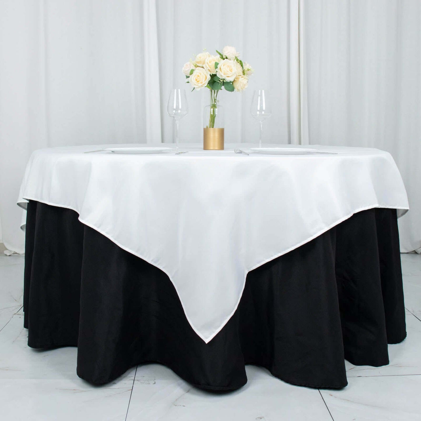 Premium Polyester 70"x70" Table Overlay Square Tablecloth White 220GSM Wrinkle-Resistant Table Cover for Stylish Gatherings