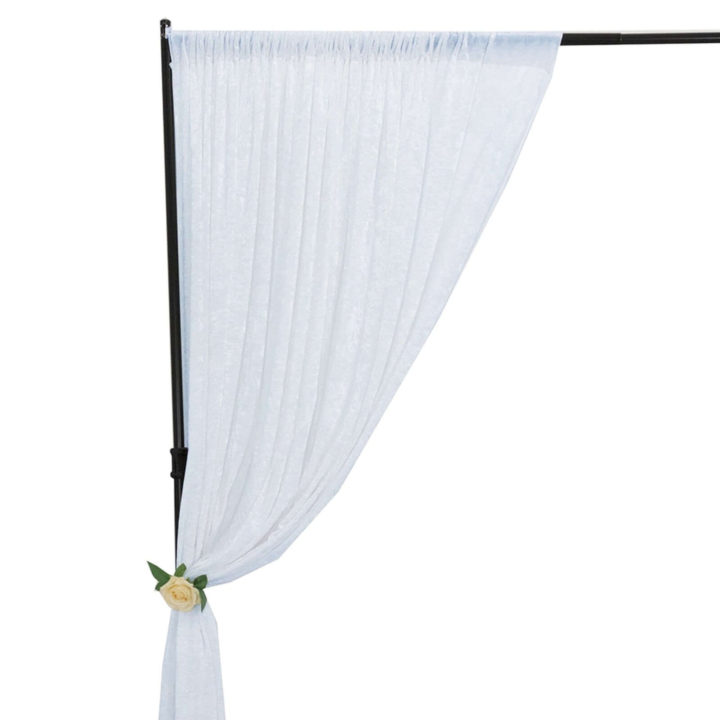 White Crushed Velvet Backdrop Curtain â€“ 8ft x 8ft Event Drape with Rod Pocket, Privacy Panel for Photo Booths & Events