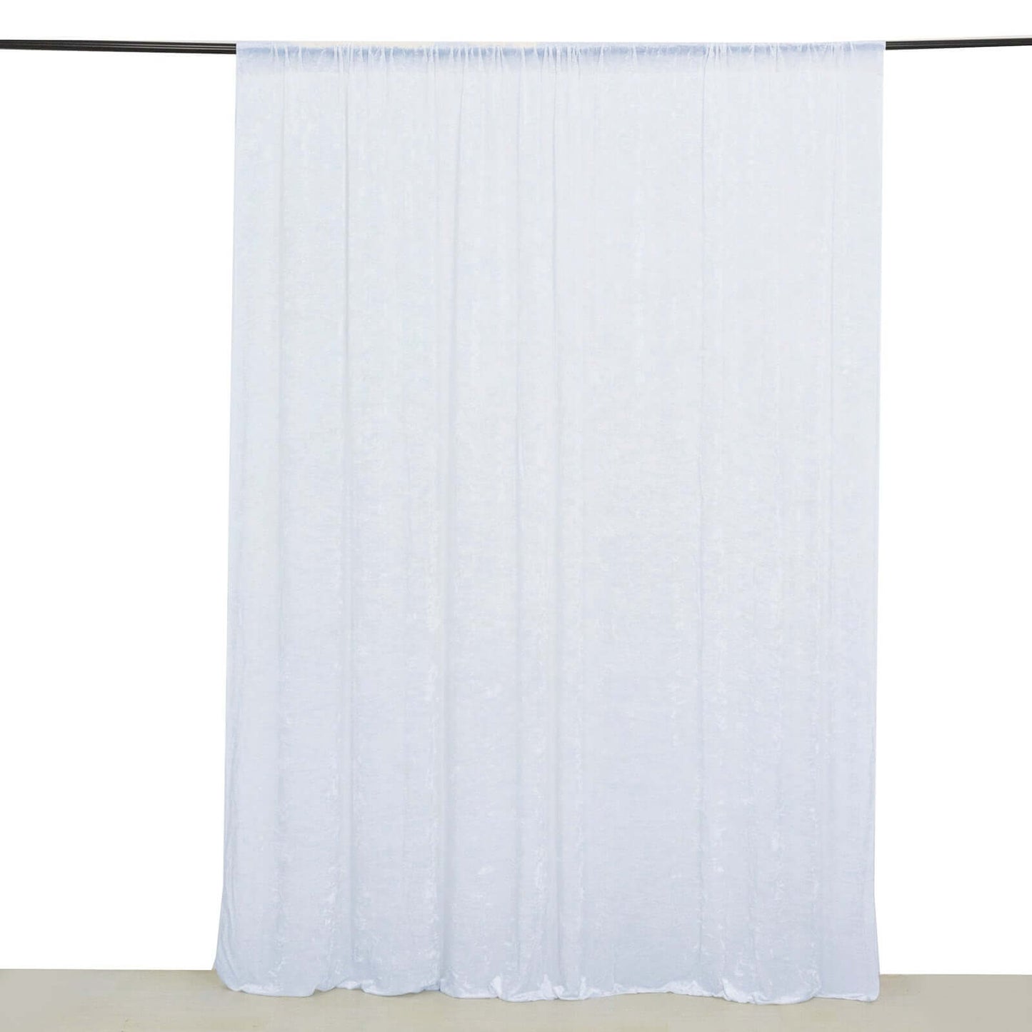 White Crushed Velvet Backdrop Curtain â€“ 8ft x 8ft Event Drape with Rod Pocket, Privacy Panel for Photo Booths & Events