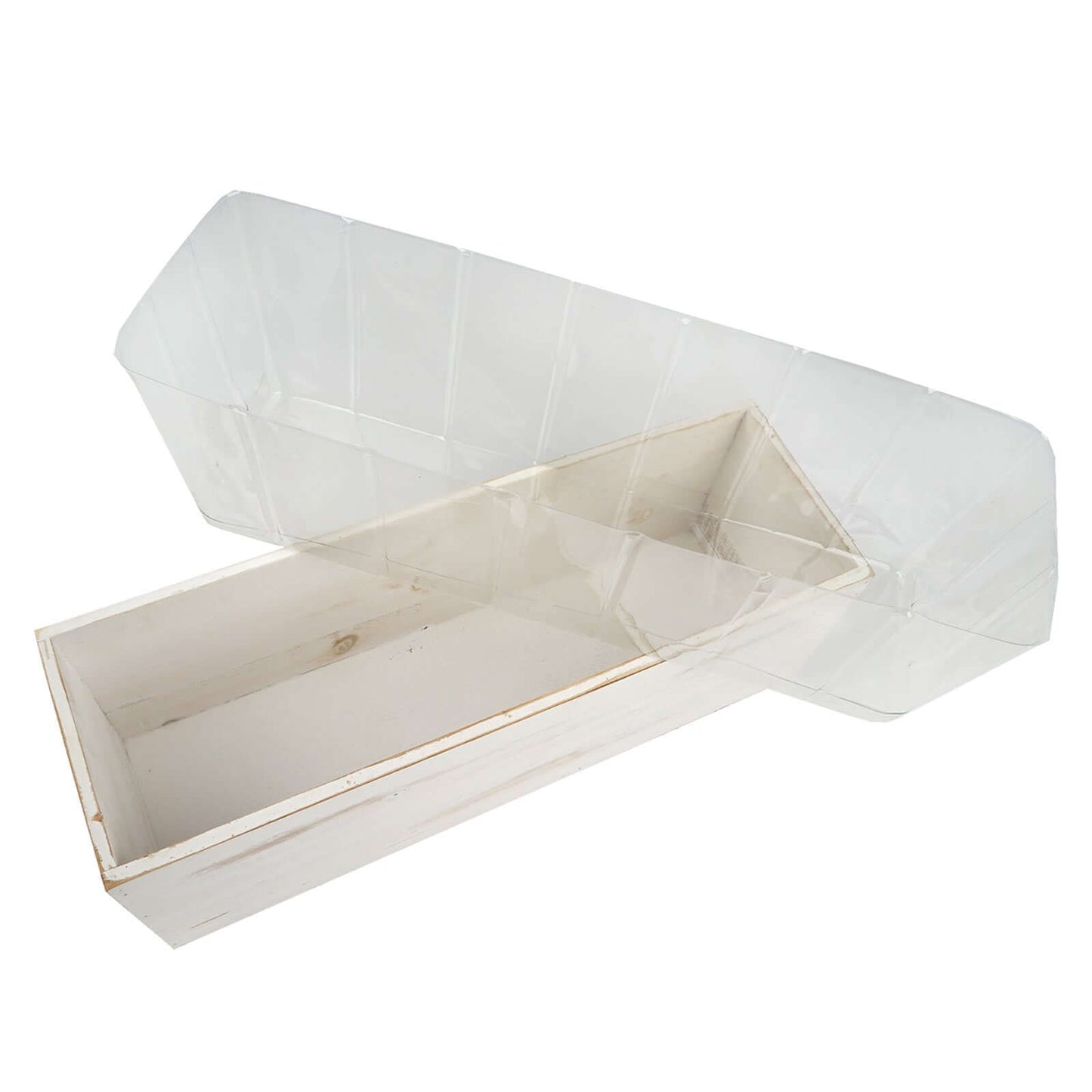 Whitewash Wood Planter Rectangular Box 18"x6"- Durable Decor with Removable Plastic Liner for Table Displays
