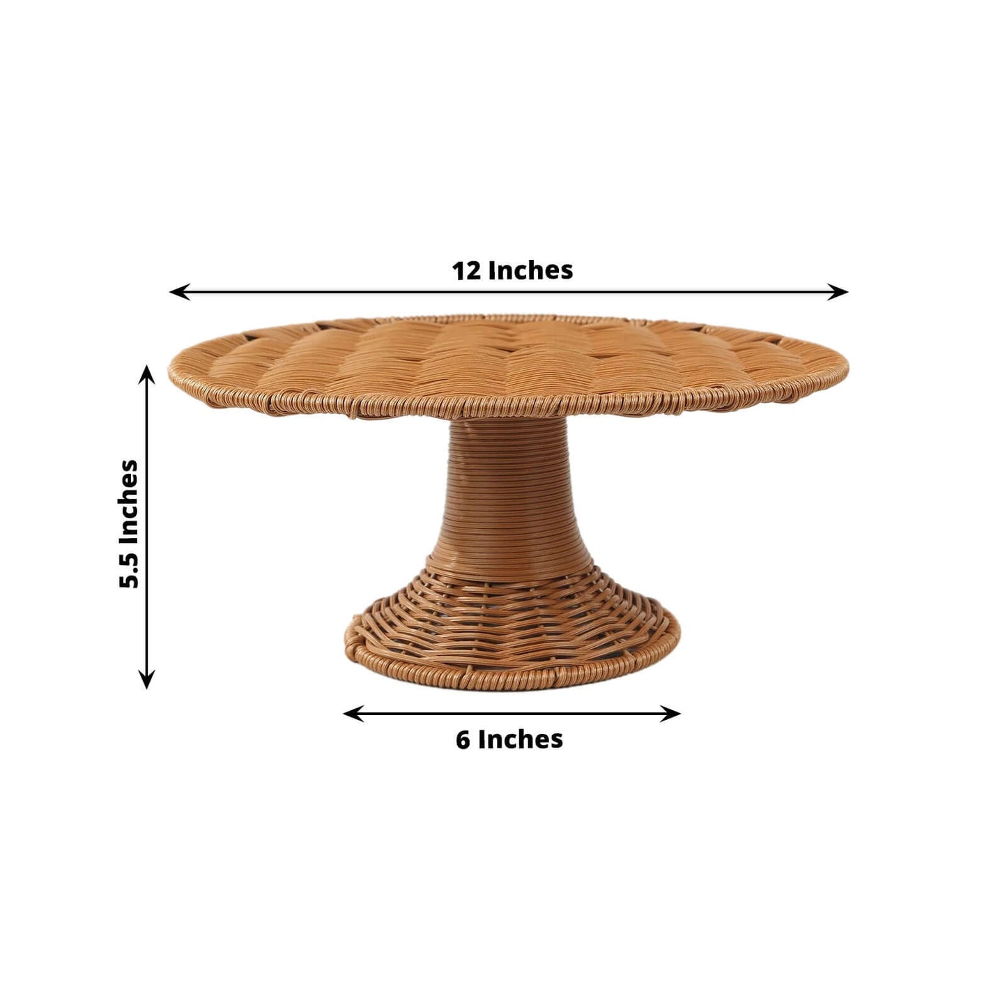 Plastic Round Rattan Wicker Pedestal Cake Stand Natural for Home Parties & Events 12"