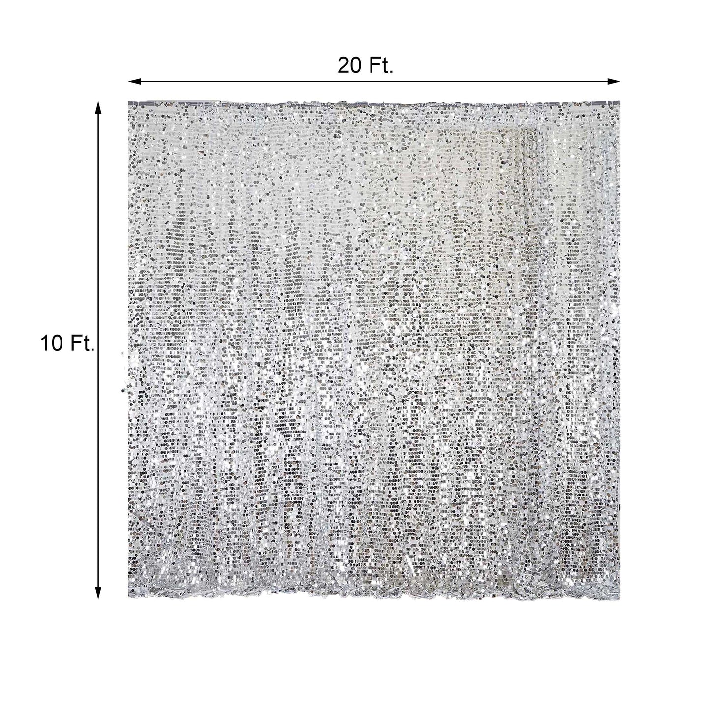 20ftx10ft Silver Big Payette Sequin Event Curtain Drapes, Backdrop Event Panel