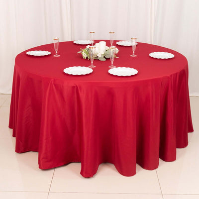 Polyester 120" Round Tablecloth Wine - Seamless Wrinkle-Resistant Table Cover