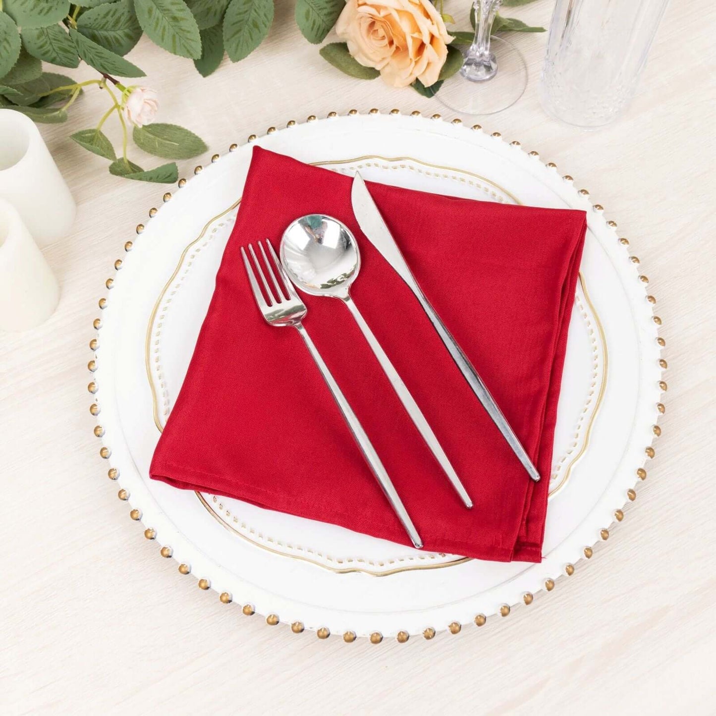 5 Pack Polyester 17"x17" Napkins Wine - Durable & Wrinkle Resistant Dinner Napkins