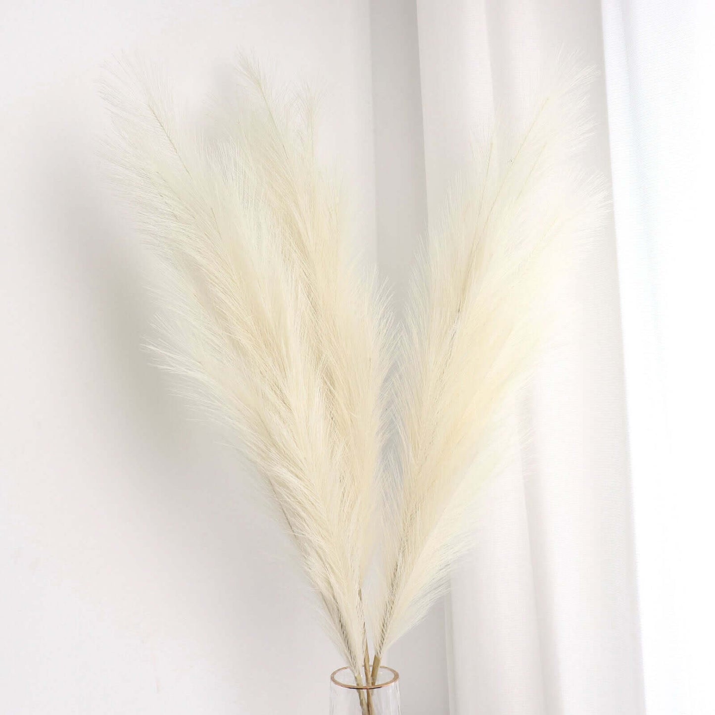3 Stems Artificial Pampas Grass Decor Cream for Rustic Boho Chic Backdrops Floral Styling & Vase Displays 44"