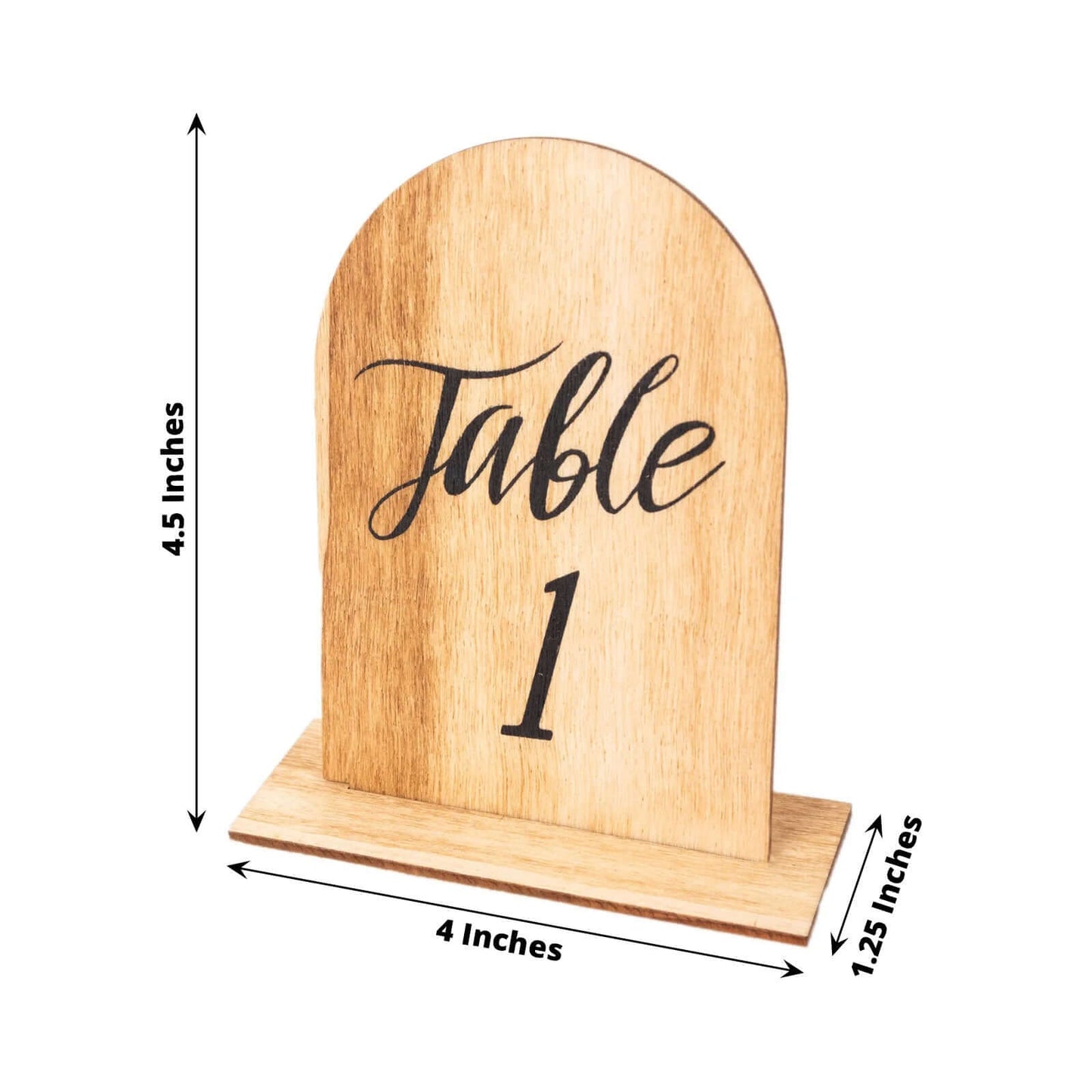 20-Pack 4.5" Wooden Arch Table Numbers, 1-20 Natural Rustic Table Number Placecard - Perfect for Wedding and Event Tables