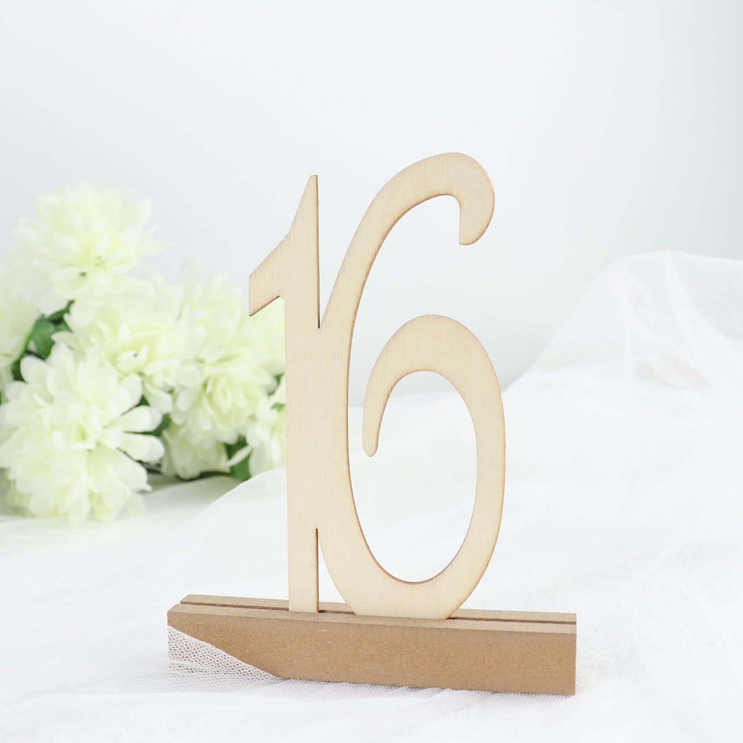 20-Pack Wooden Wedding Table Numbers Natural 1-20 with Holder Base - Perfect Rustic Signs for Receptions 6"