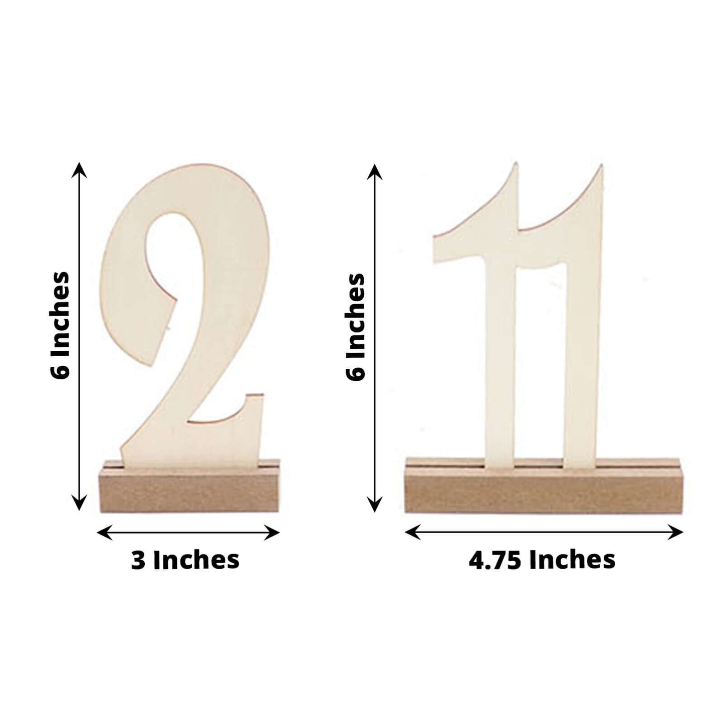20-Pack Wooden Wedding Table Numbers Natural 1-20 with Holder Base - Perfect Rustic Signs for Receptions 6"