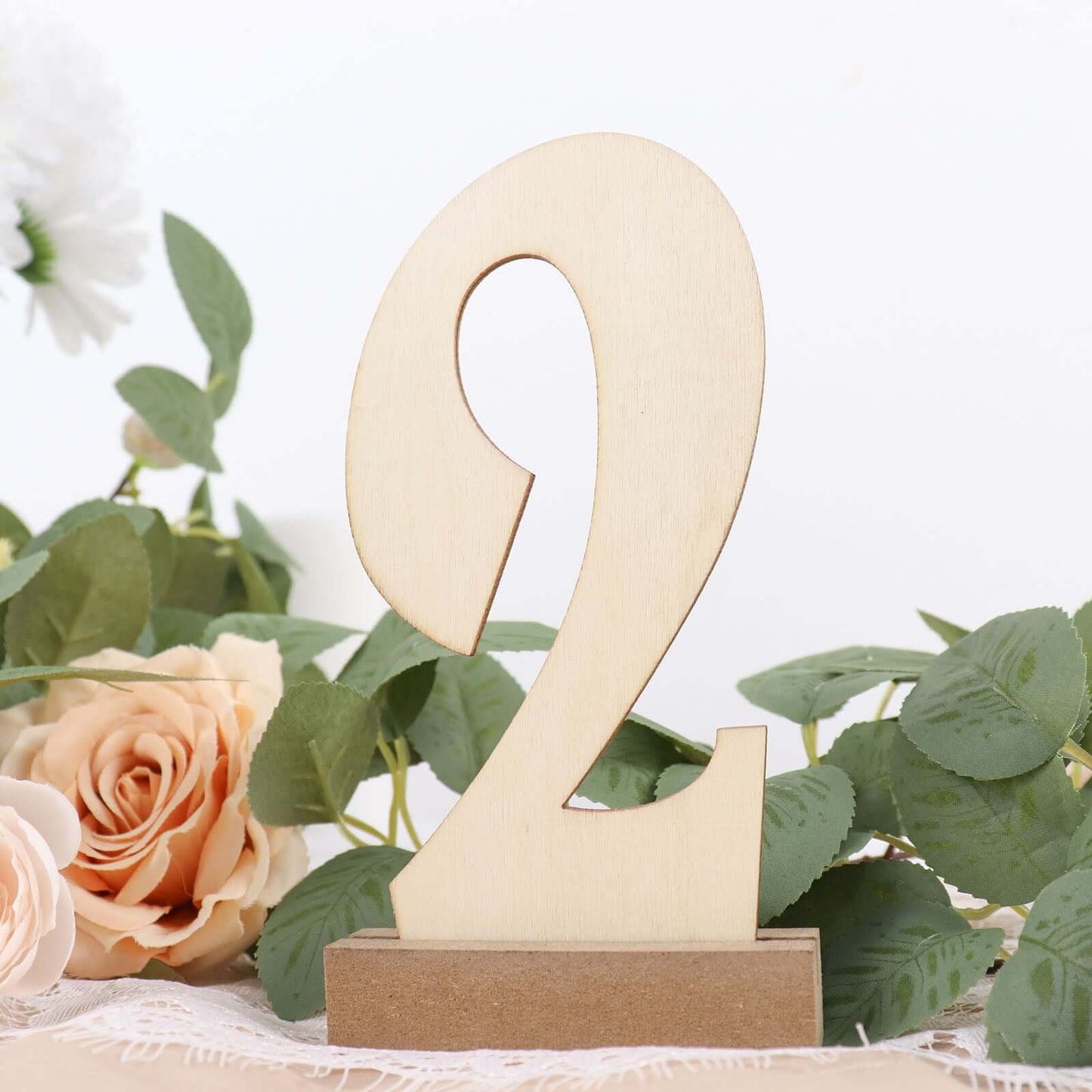 20-Pack Wooden Wedding Table Numbers Natural 1-20 with Holder Base - Perfect Rustic Signs for Receptions 6"