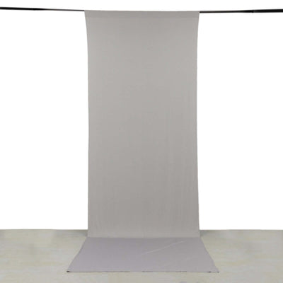 Silver 4-Way Stretch Spandex Event Curtain Drapes, Wrinkle Free Backdrop Event Panel with Rod Pockets - 5ftx14ft