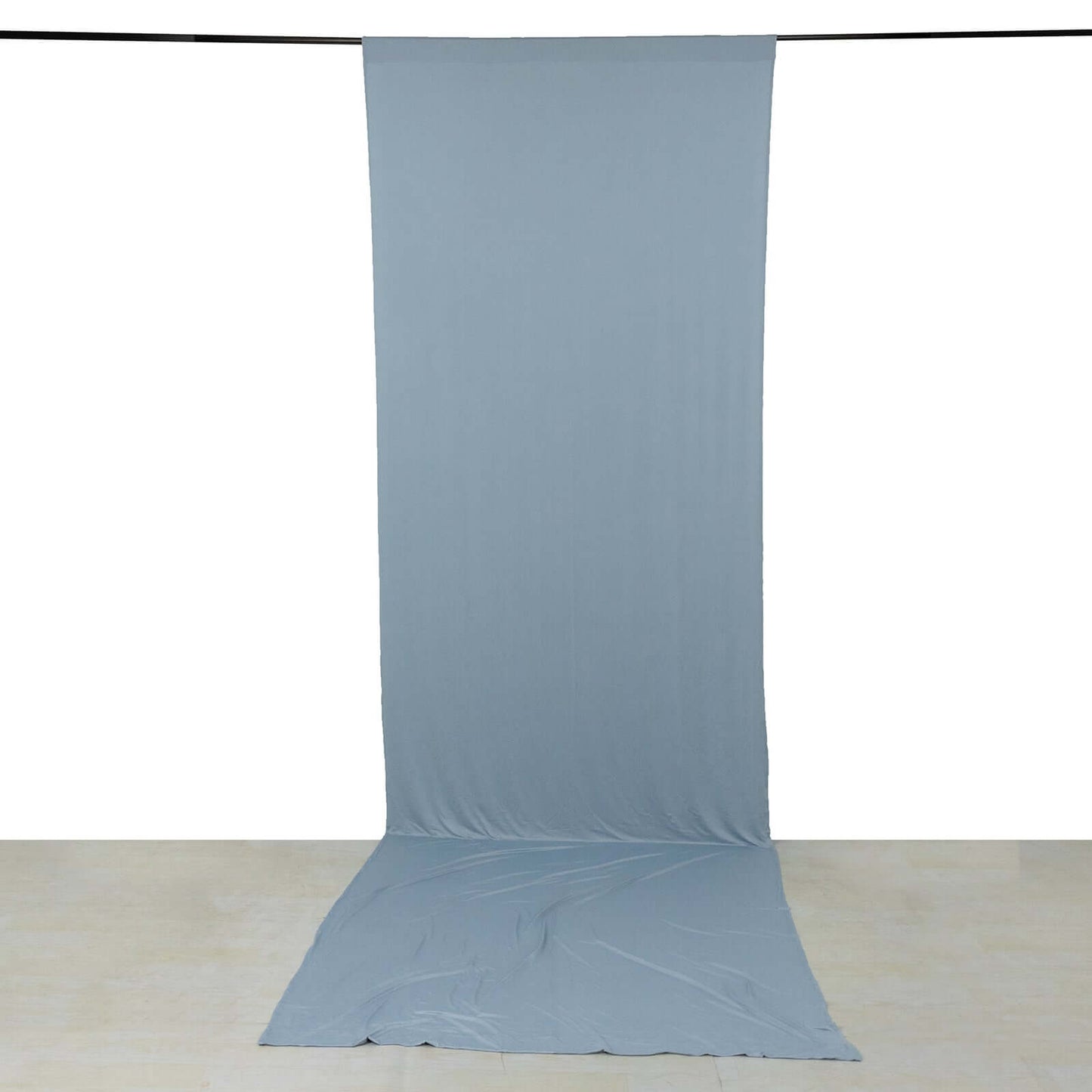Dusty Blue 4-Way Stretch Spandex Event Curtain Drapes, Wrinkle Free Backdrop Event Panel with Rod Pockets - 5ftx16ft