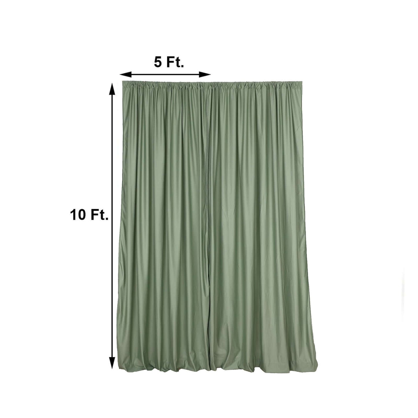 2 Pack Dusty Sage Green Scuba Polyester Event Curtain Drapes, Durable Flame Resistant Backdrop Event Panels Wrinkle Free with Rod Pockets - 10ftx10ft