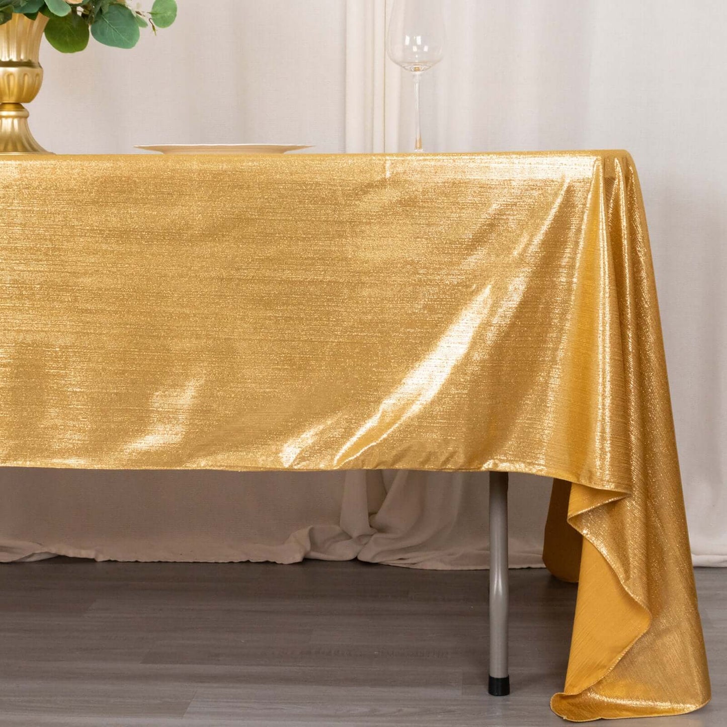 Sequin Dots Polyester 60"x126" Rectangle Tablecloth Shimmering Gold - Wrinkle Free & Sparkling Table Cover for Stylish Event Decor