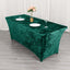 Crushed Velvet Fitted Rectangular 6ft Table Cover Hunter Emerald Green - Wrinkle-Free Stretchy Tablecloth