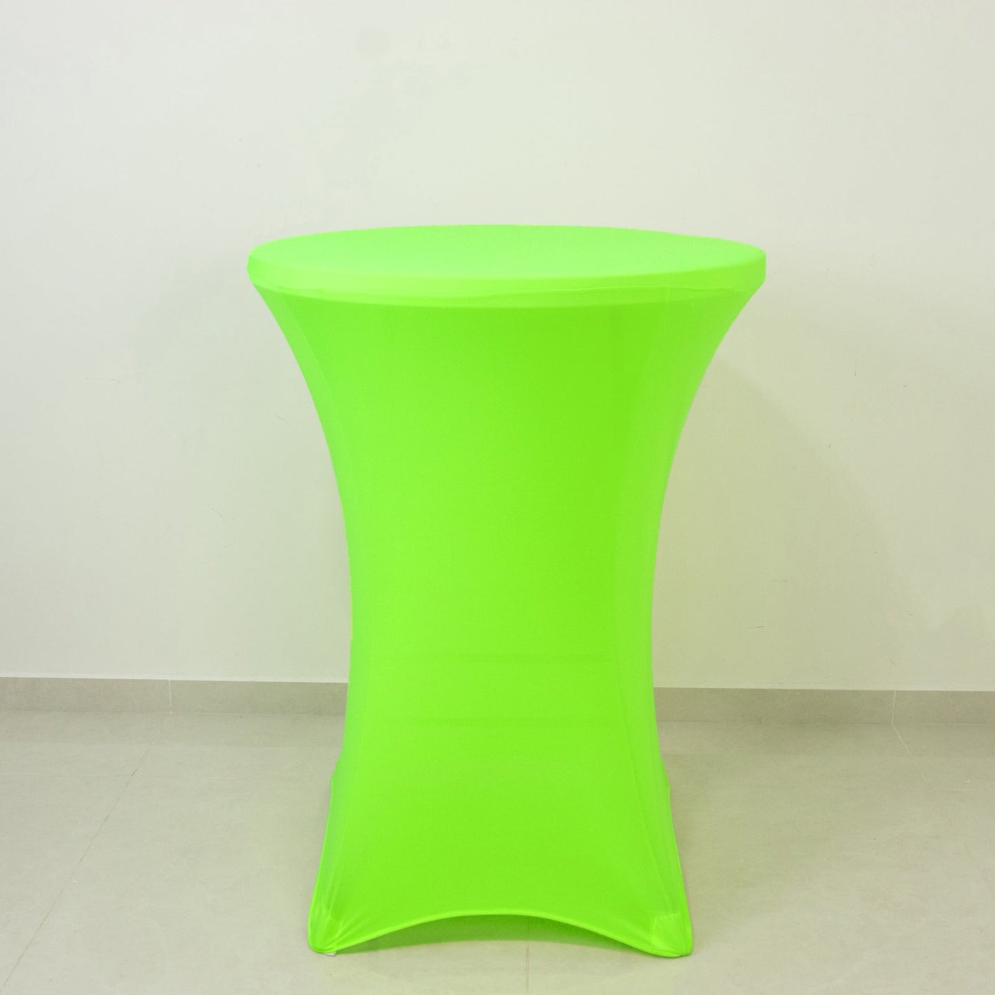 Glow Neon Green Fitted Spandex Cocktail Tablecloth â€“ 30" Round, Wrinkle-Free Cover