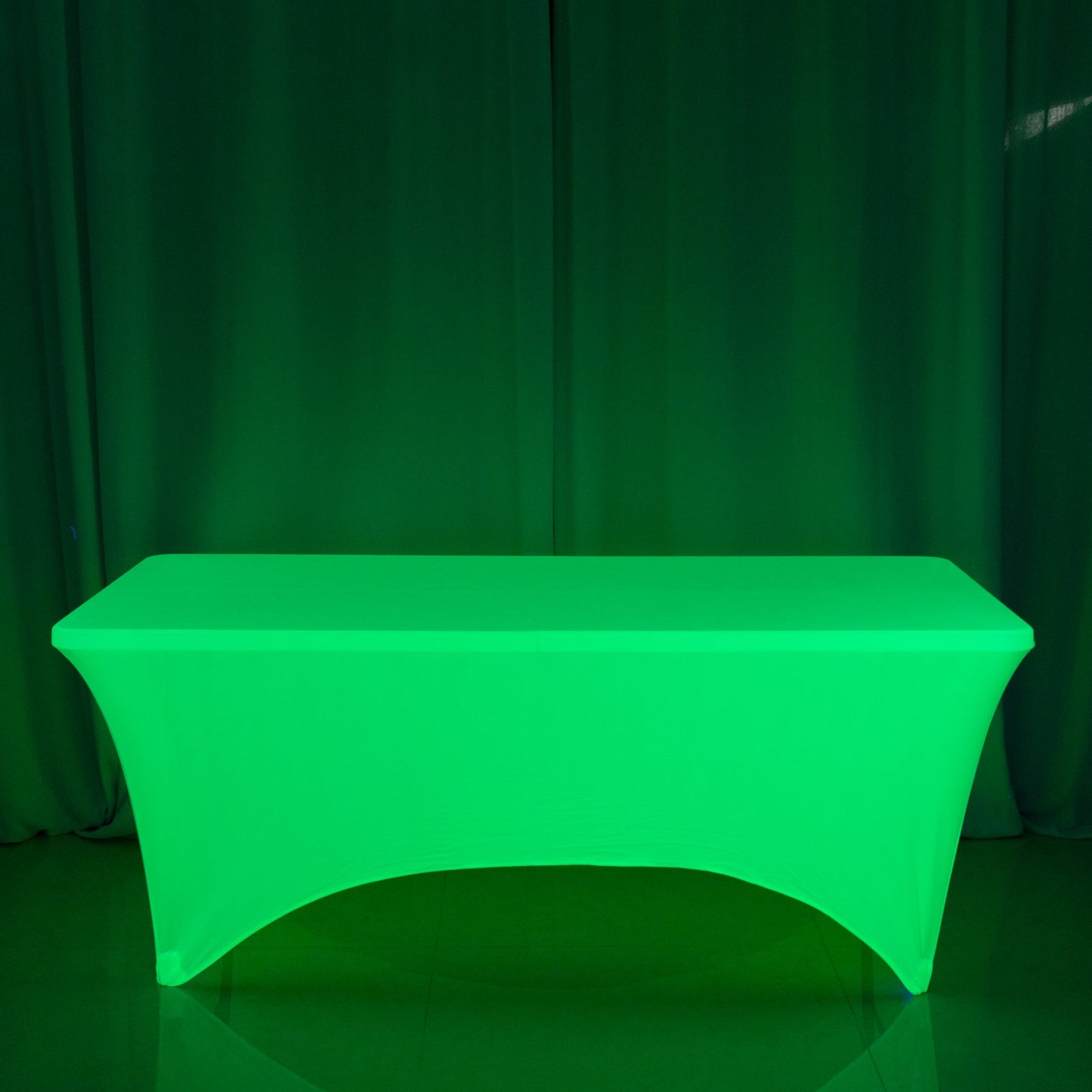 Glow Neon Green Fitted Spandex Tablecloth â€“ 6ft Rectangle, Wrinkle-Free Cover