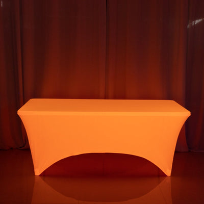 Glow Neon Orange Fitted Spandex Tablecloth â€“ 6ft Rectangle, Wrinkle-Free Cover