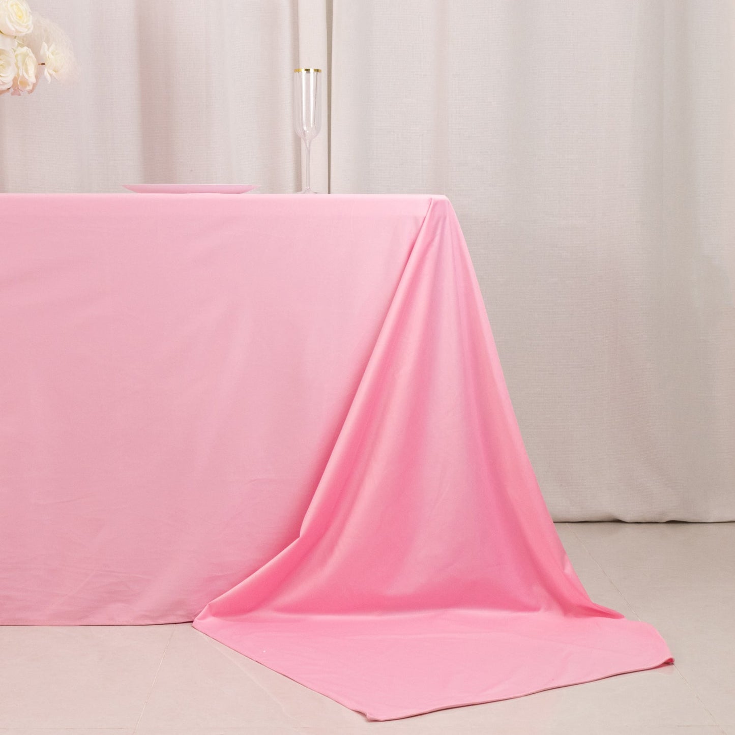 Scuba Rectangular 90"x156" Tablecloth Pink - Wrinkle Free, Stain Resistant & Seamless Table Cover