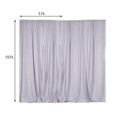 2 Pack Silver Scuba Polyester Event Curtain Drapes, Durable Flame Resistant Backdrop Event Panels Wrinkle Free with Rod Pockets - 10ftx10ft