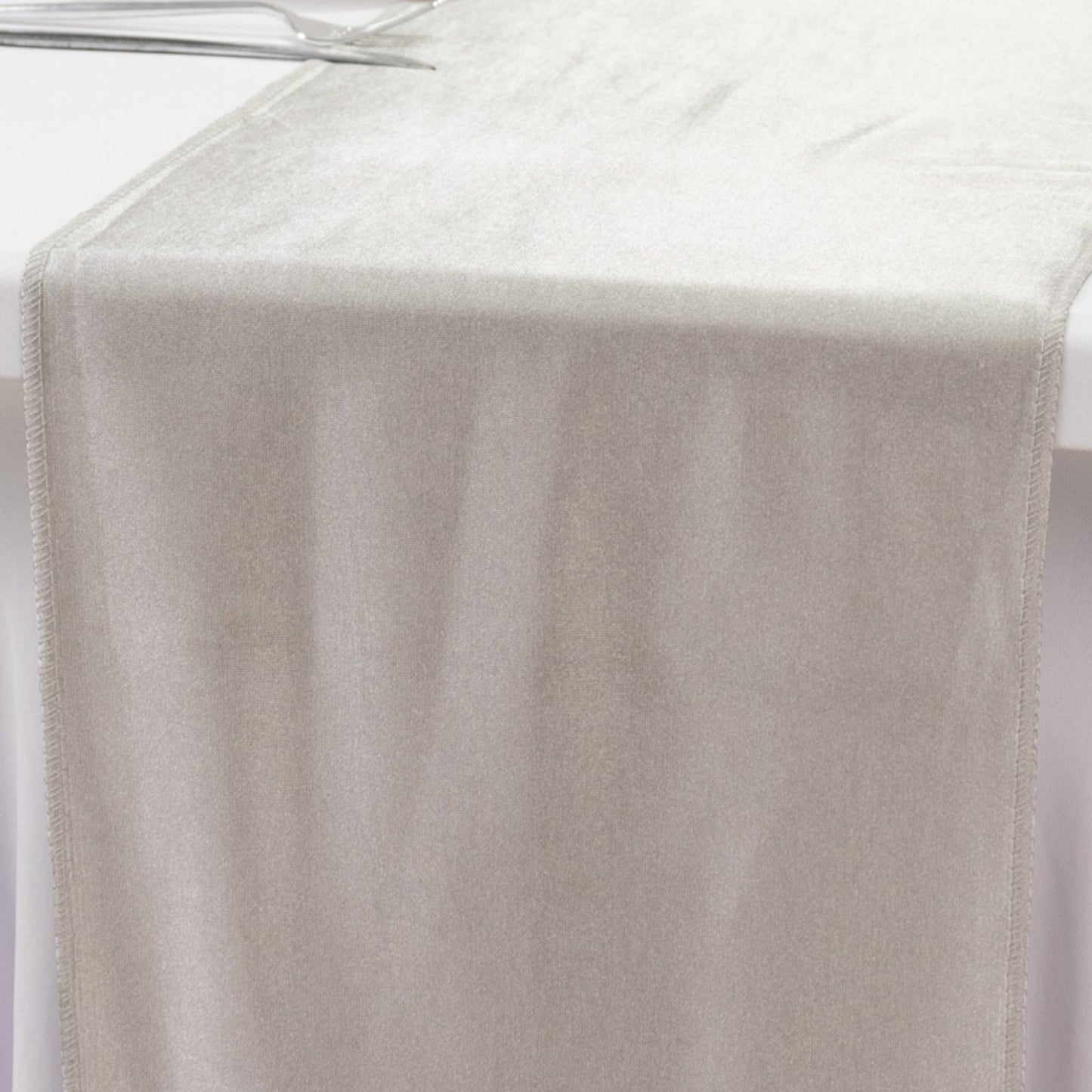 Scuba Polyester 12"x108" Table Runner Shimmer Silver - Wrinkle-Free Table Linen