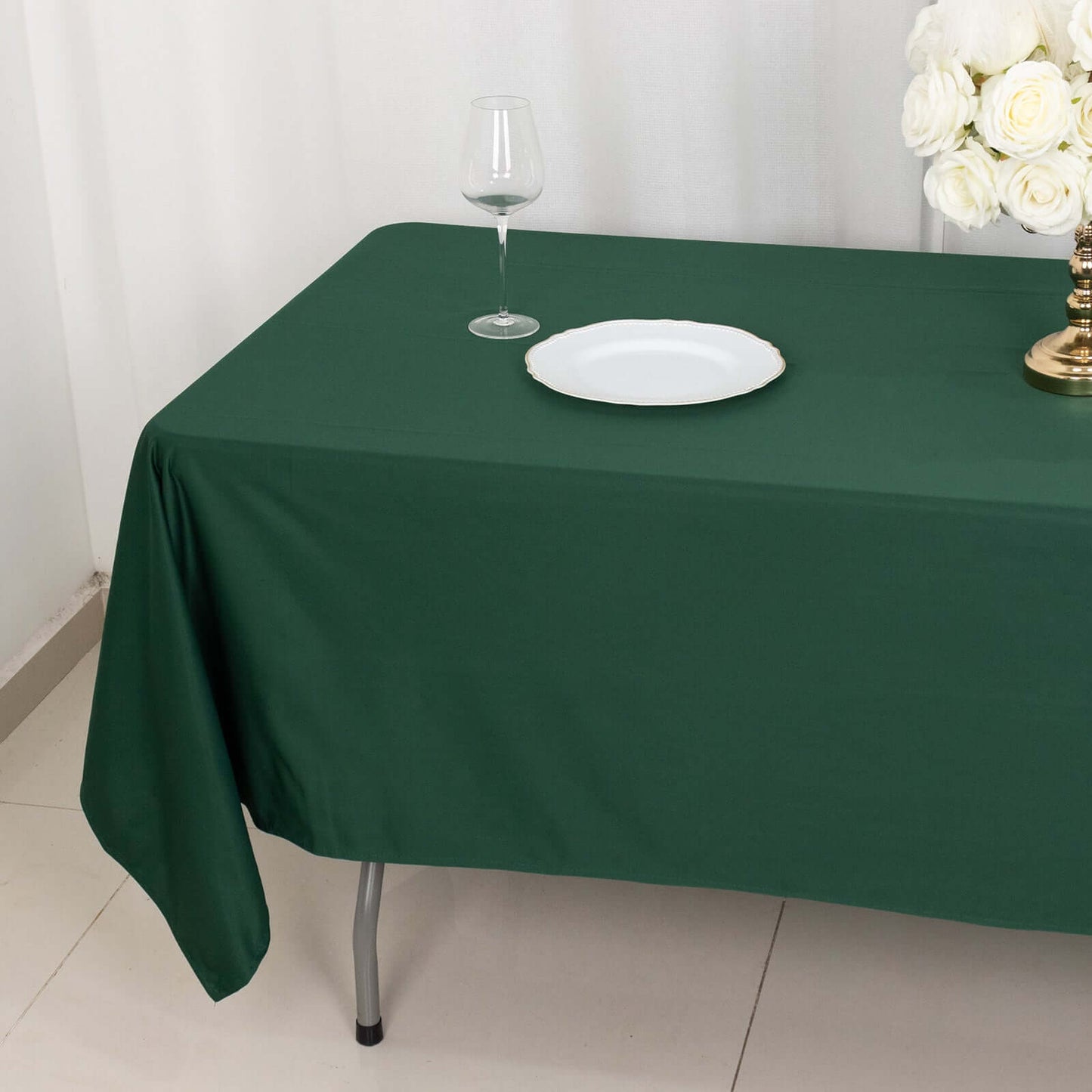 Scuba Rectangular 60"x102" Tablecloth Hunter Emerald Green - Wrinkle Free & Stain Resistant Table Cover