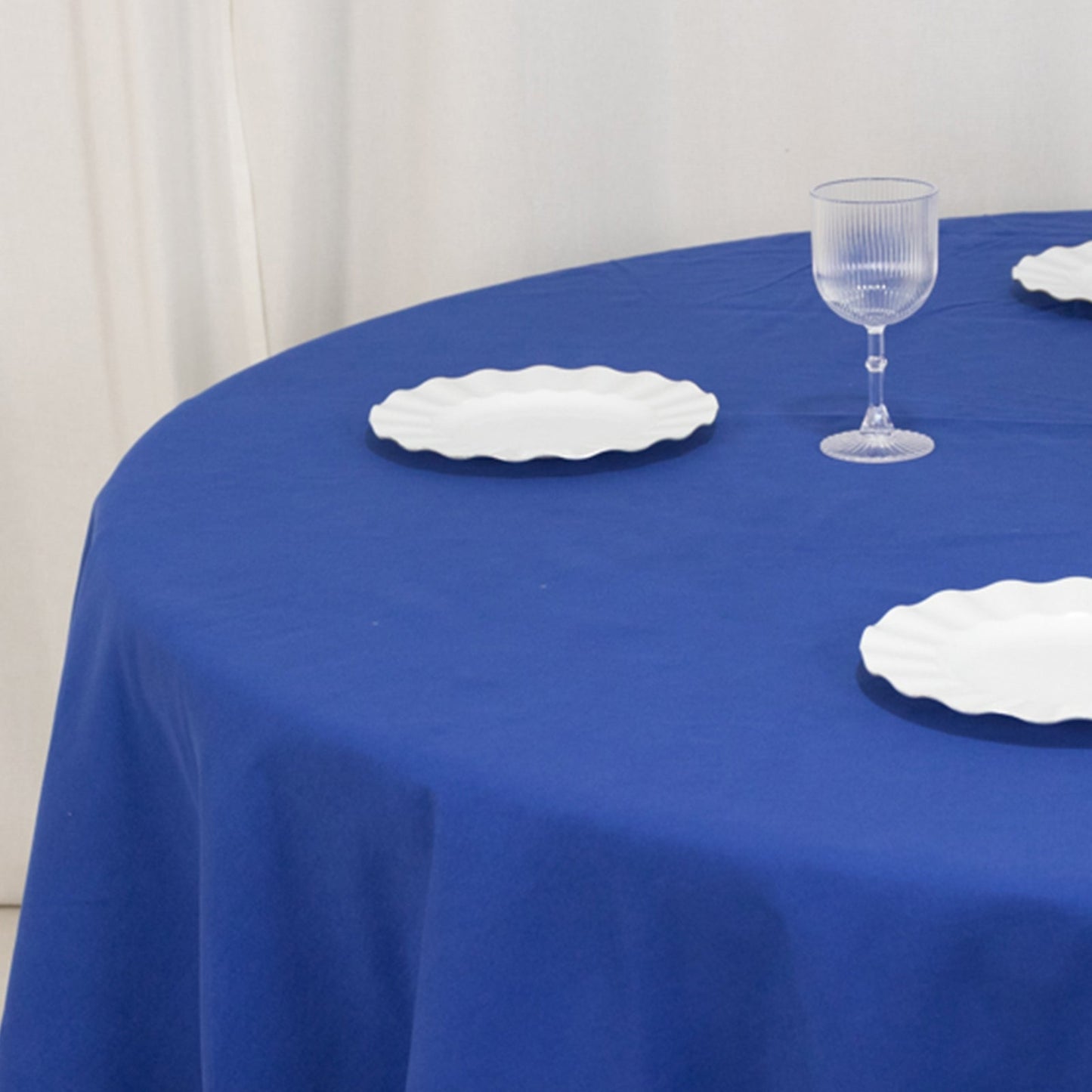 Cotton Blend 90" Round Tablecloth Royal Blue - Wrinkle-Resistant Table Cover