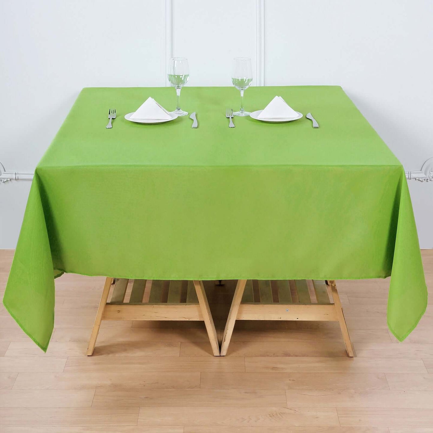 Polyester Square 70"x70" Tablecloth Apple Green - Wrinkle-Resistant & Durable Table Cover