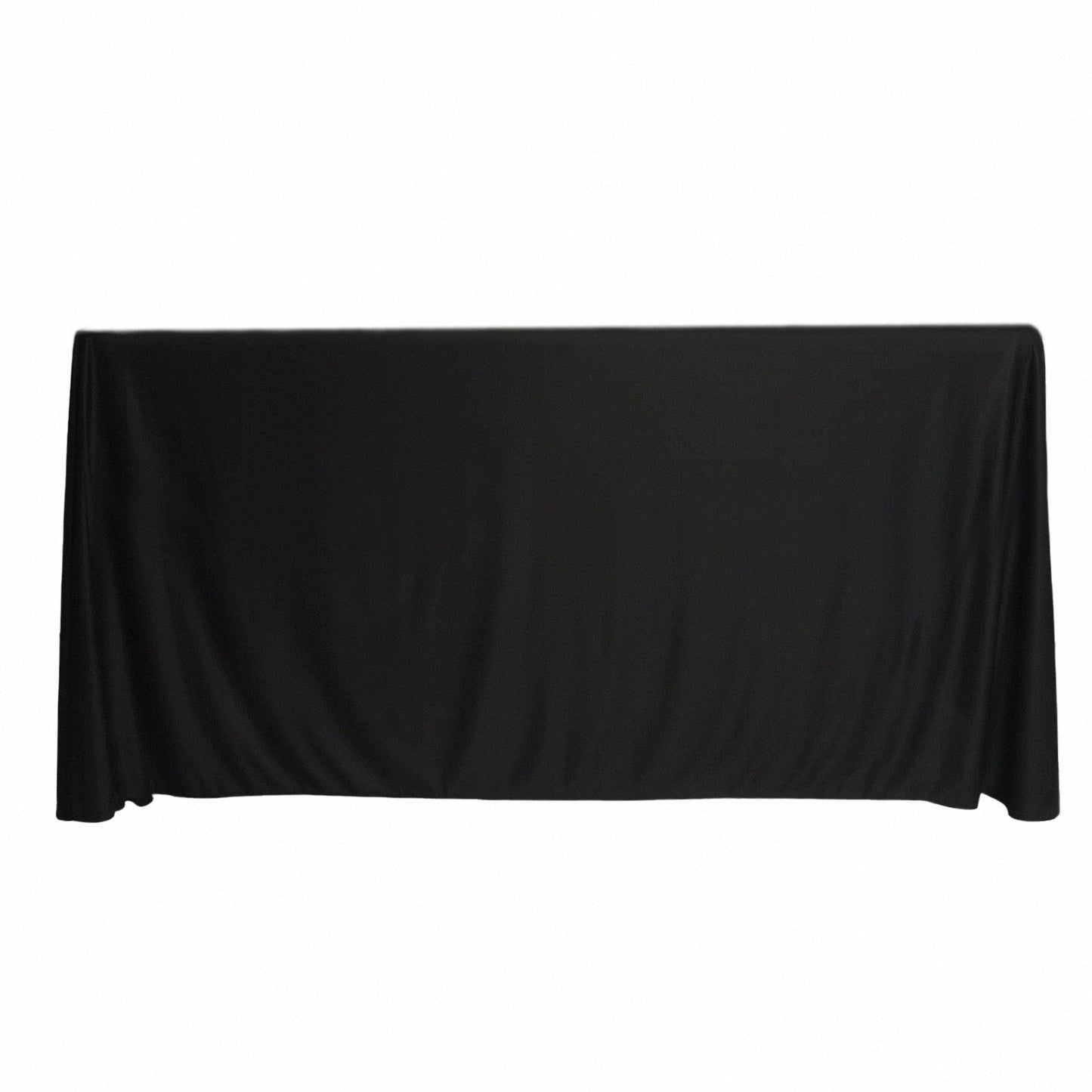Fitted Polyester 72"x24"x42" Rectangle Tablecloth Black - Secure Fit for Elevated Tables