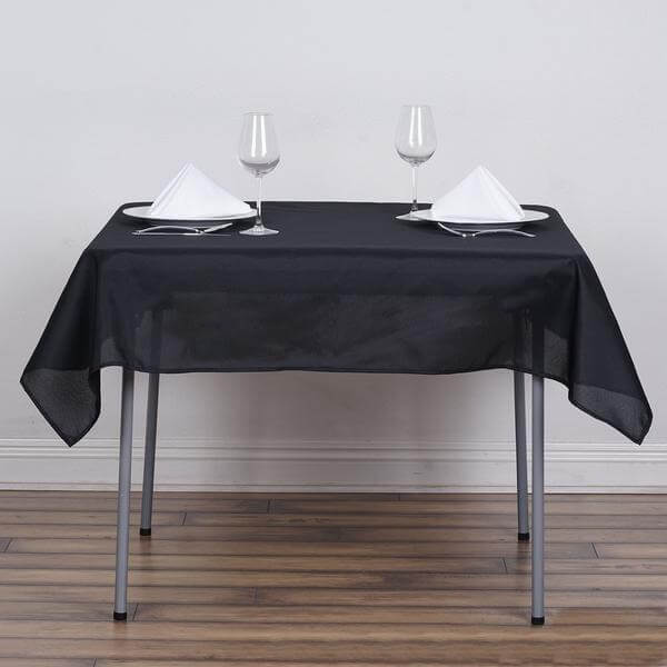 Polyester 54"x54" Table Overlay Square Tablecloth Black - Wrinkle-Resistant & Durable Table Cover for Events