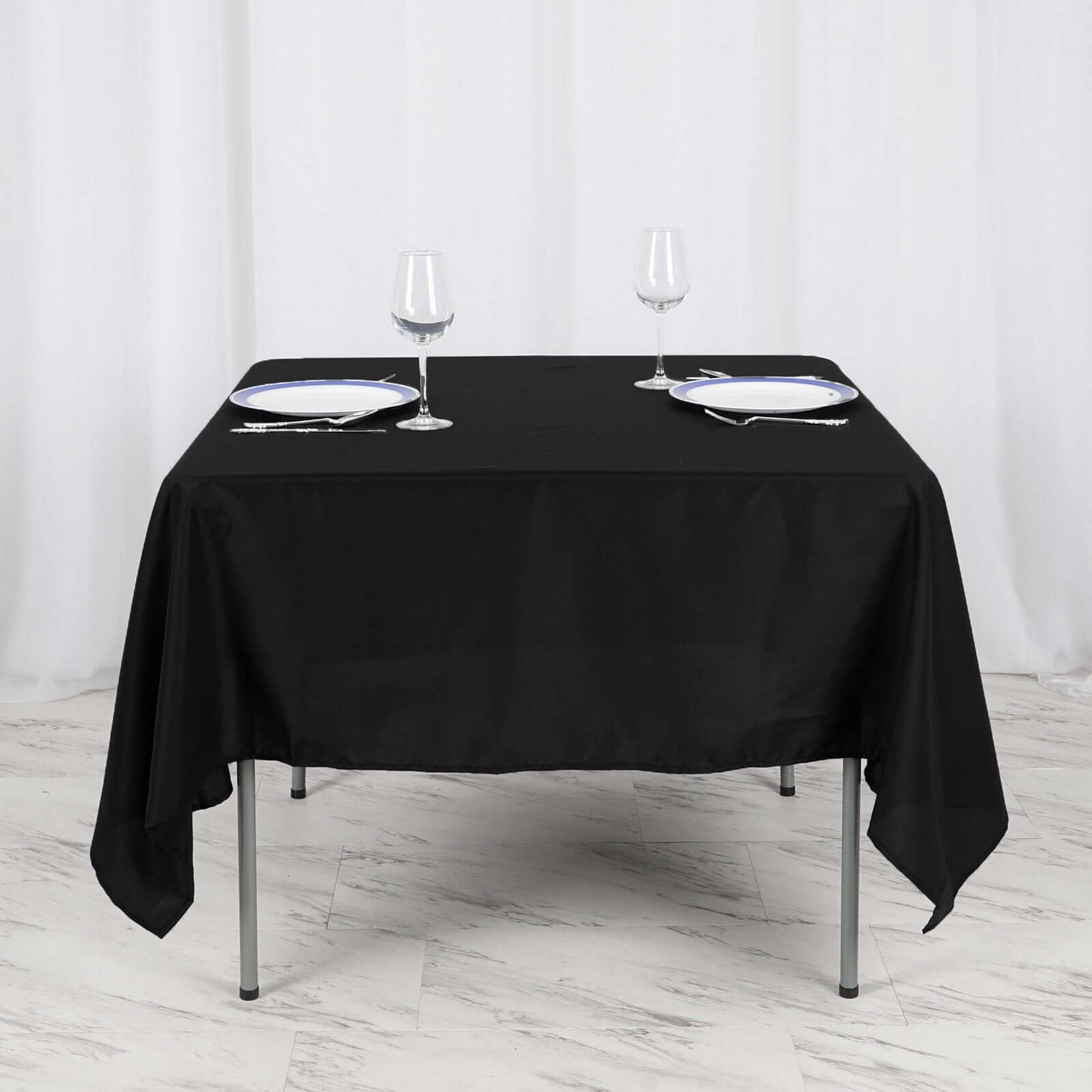 Polyester Square 70"x70" Tablecloth Black - Wrinkle-Resistant & Durable Table Cover for Events