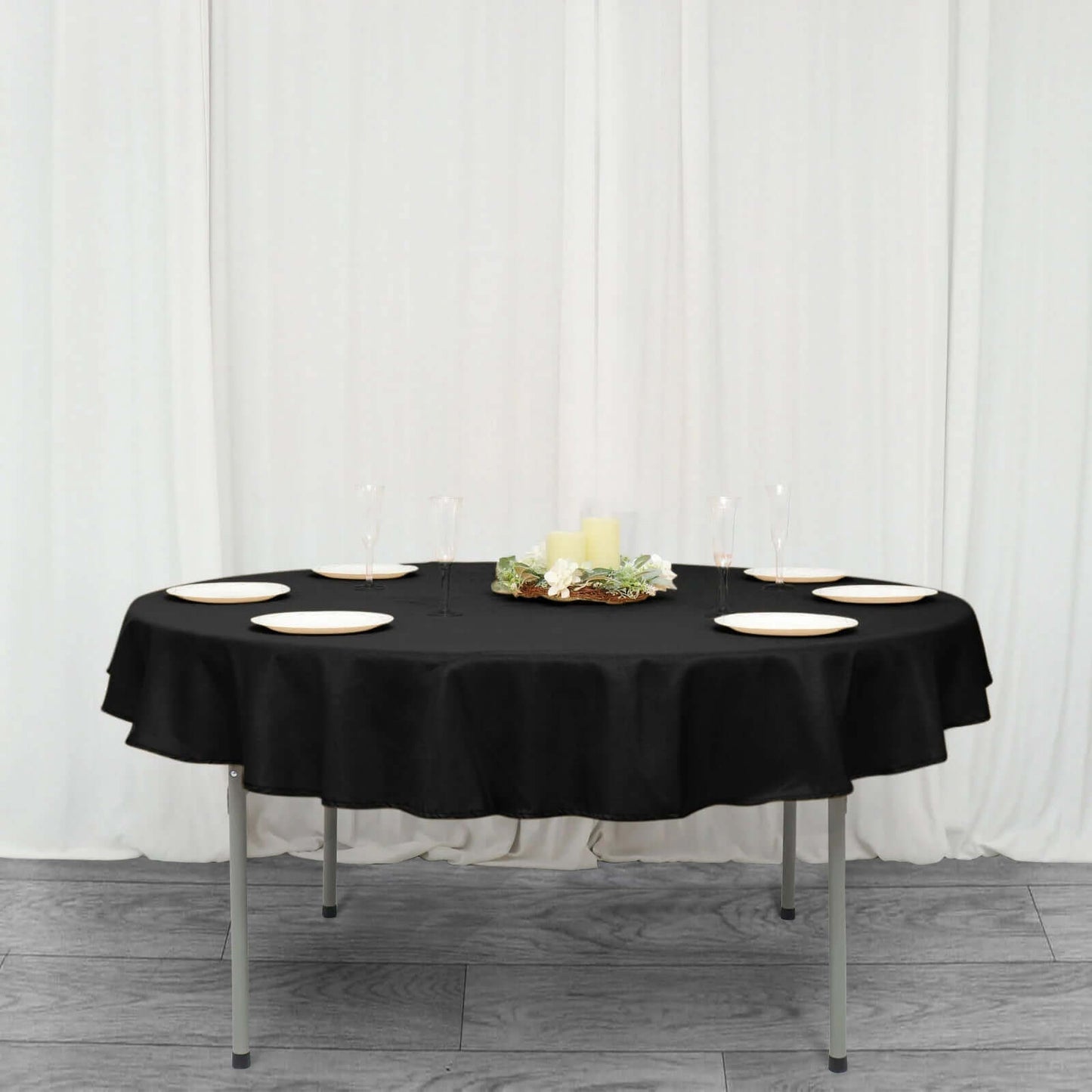 Polyester Square 90"x90" Tablecloth Black - Wrinkle-Resistant & Durable Table Cover for Events