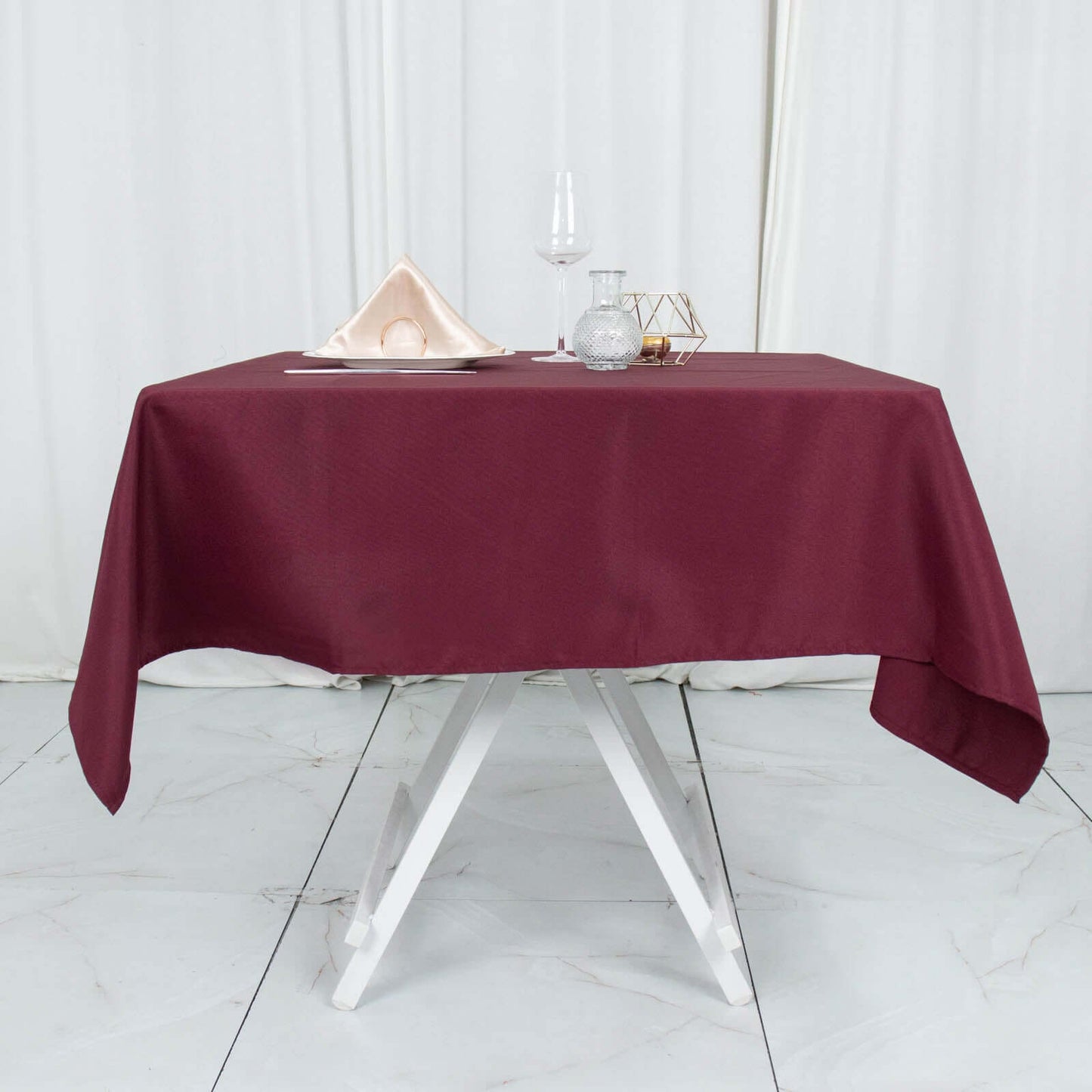 Premium Polyester 54"x54" Square Tablecloth Burgundy - Stain and Wrinkle-Resistant 220GSM Table Cover