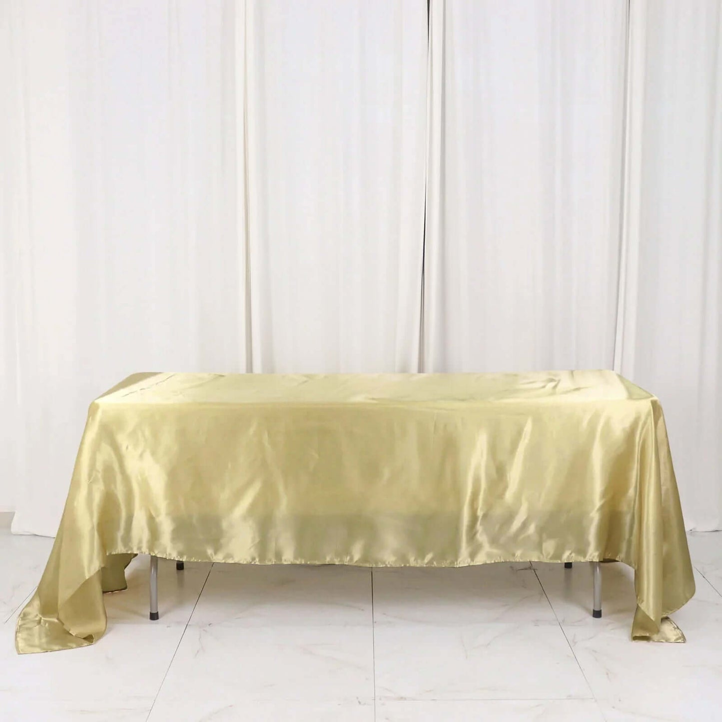 Satin Rectangular 60"x126" Tablecloth Champagne - Smooth and Lustrous Table Cover