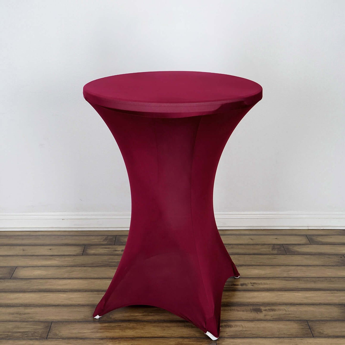 Spandex 30" Round Cocktail Table Cover Burgundy - Easy to Maintain Stretch Fitted Highboy Tablecloth