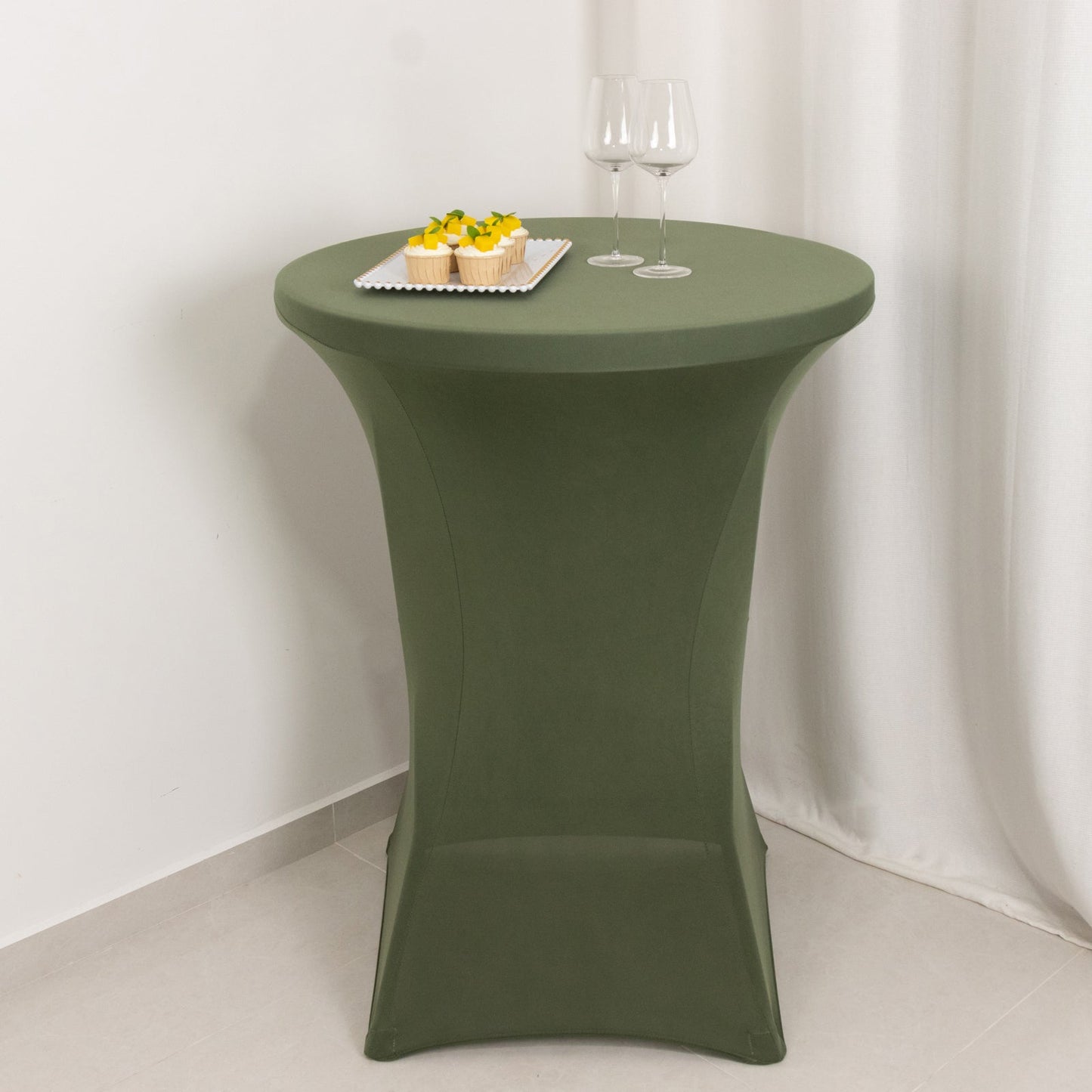 Spandex 30" Round Cocktail Table Cover Dusty Sage Green - Easy to Maintain Stretch Fitted Highboy Tablecloth
