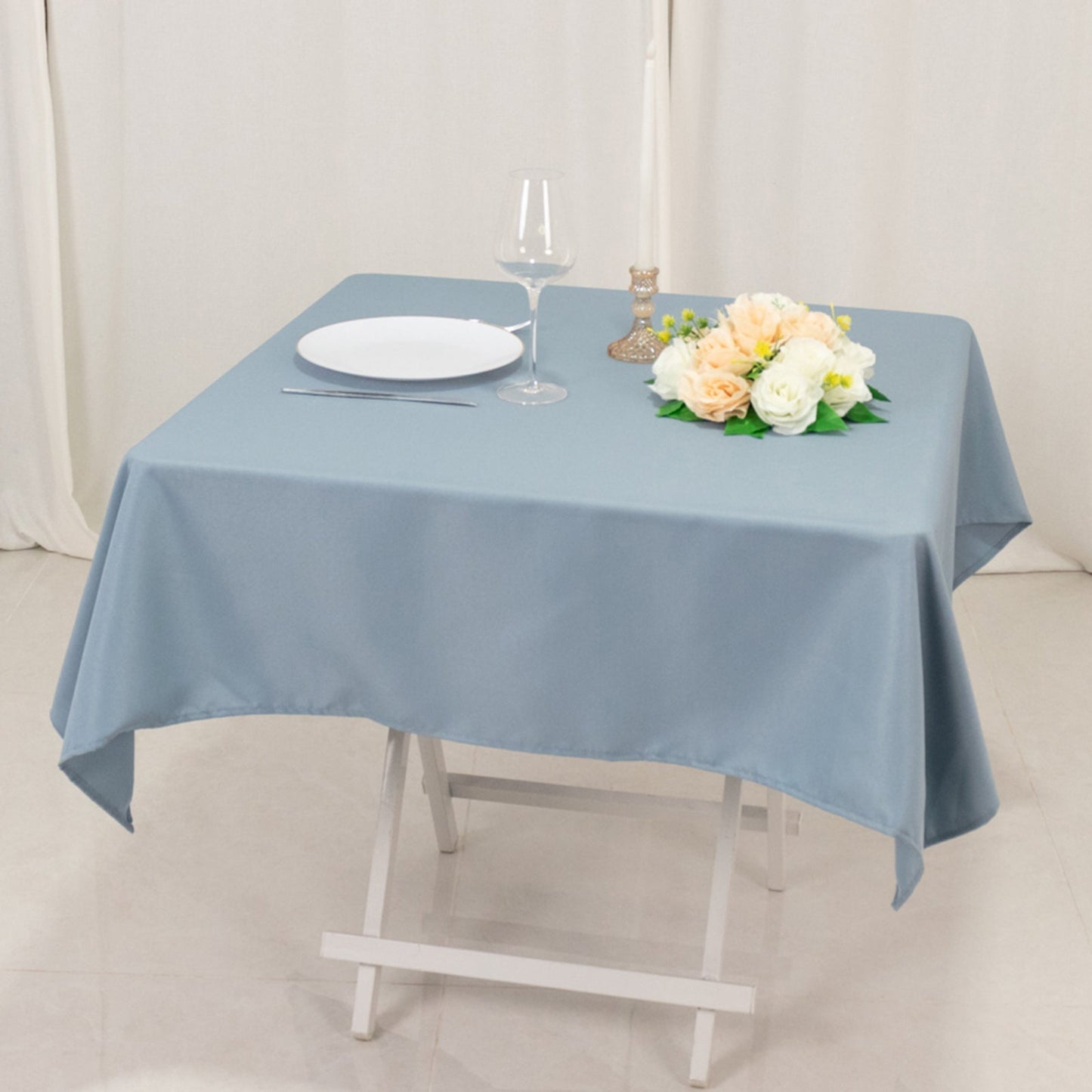 Premium Polyester 54"x54" Square Tablecloth Dusty Blue - Stain and Wrinkle-Resistant 220GSM Table Cover