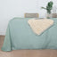 Faux Linen 90"x132" Rectangular Tablecloth Dusty Blue - Slubby Texture Wrinkle-Resistant Seamless Table Cover