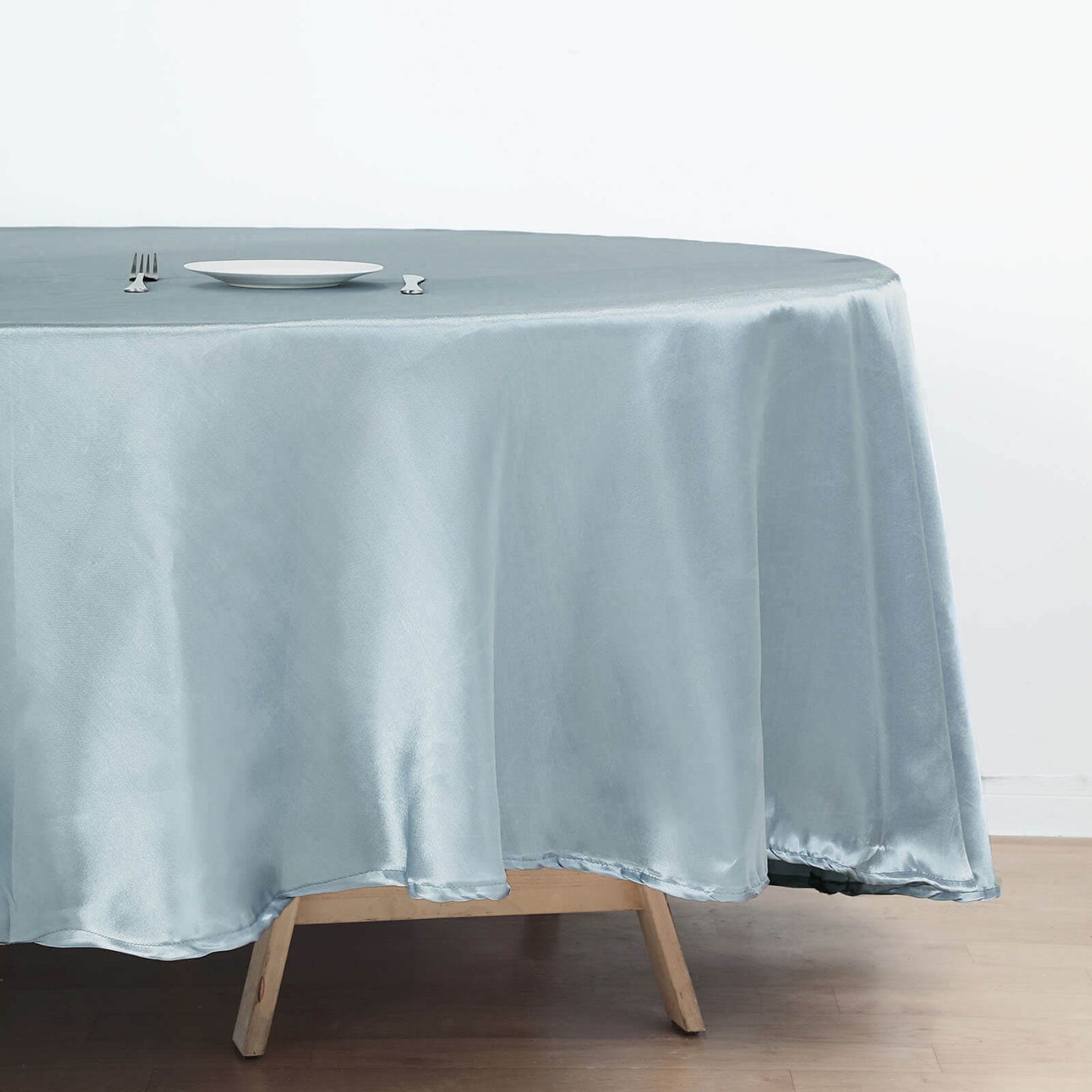 Satin 108" Round Tablecloth Dusty Blue - Smooth and Lustrous Table Cover
