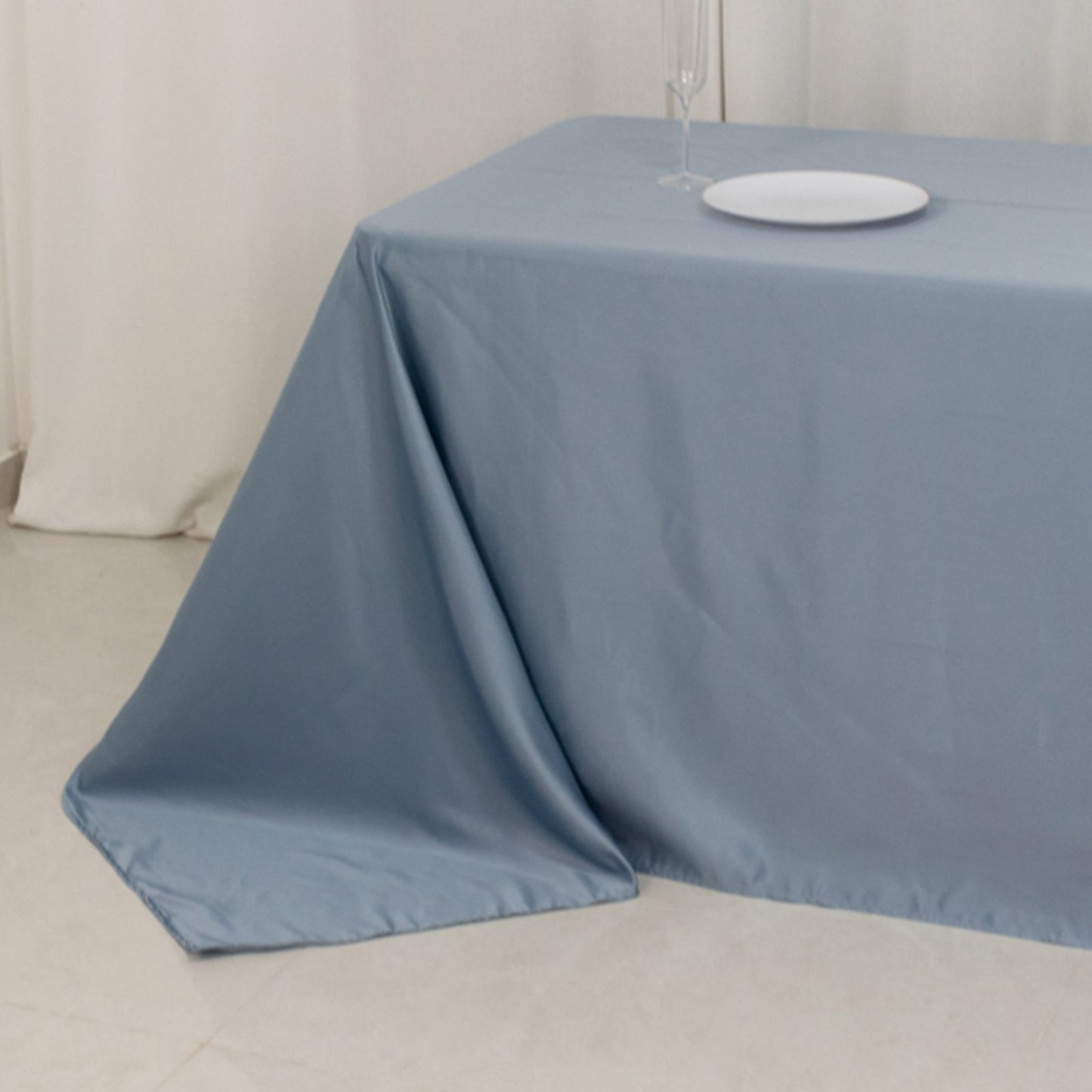 Lamour Satin 90"x156" Rectangle Tablecloth Dusty Blue - Luxurious, Soft Seamless Table Cover