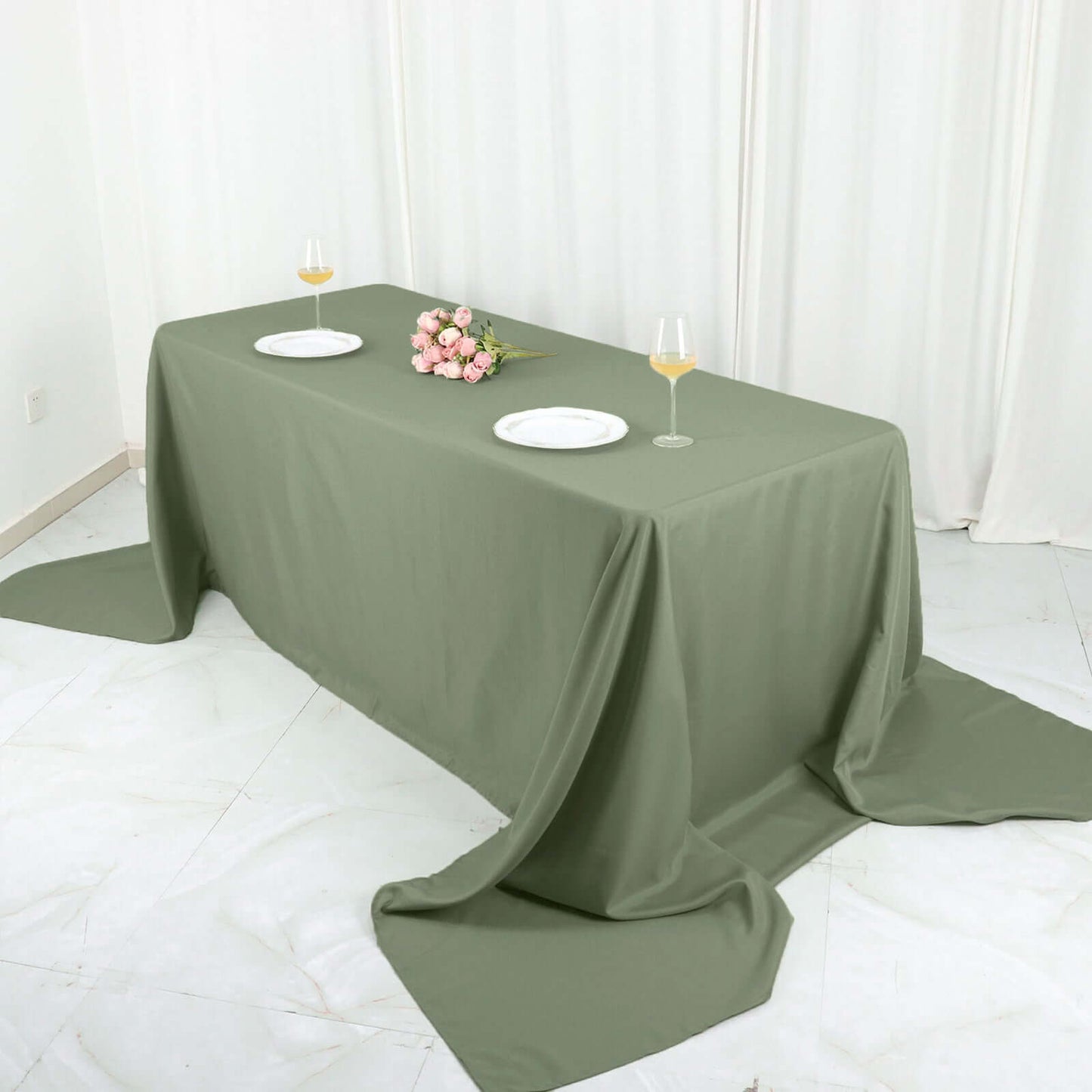 Polyester 90"x156" Rectangle Tablecloth Dusty Sage Green - Seamless Wrinkle-Resistant Table Cover