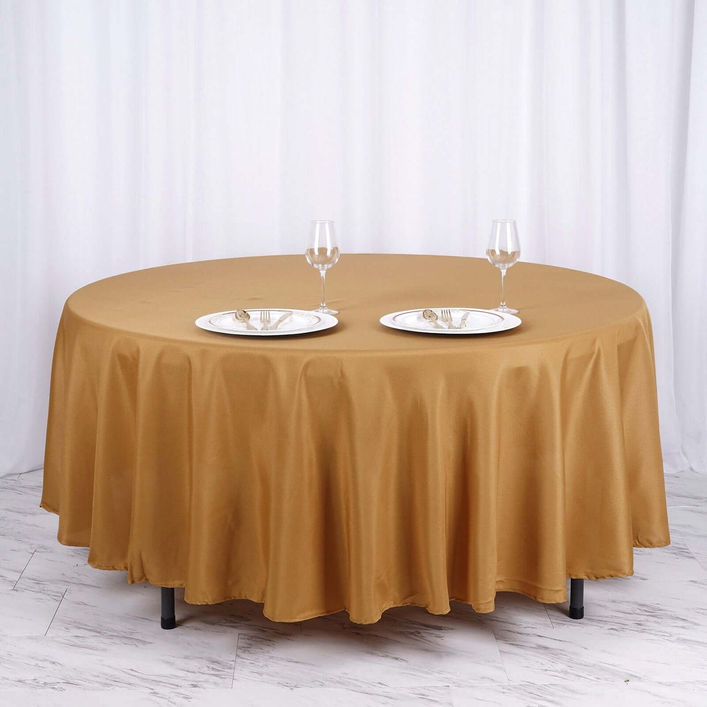 Polyester 108" Round Tablecloth Gold - Wrinkle-Resistant and Stylish Table Cover