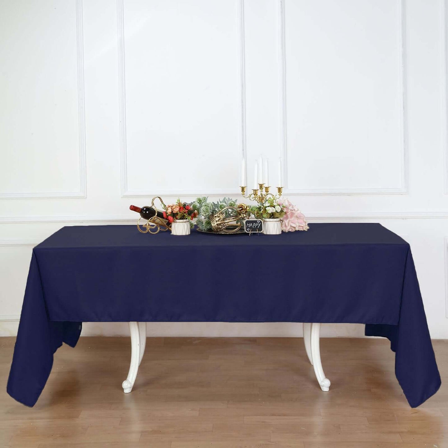 Polyester 60"x126" Rectangle Tablecloth Navy Blue - Wrinkle-Resistant Table Cover