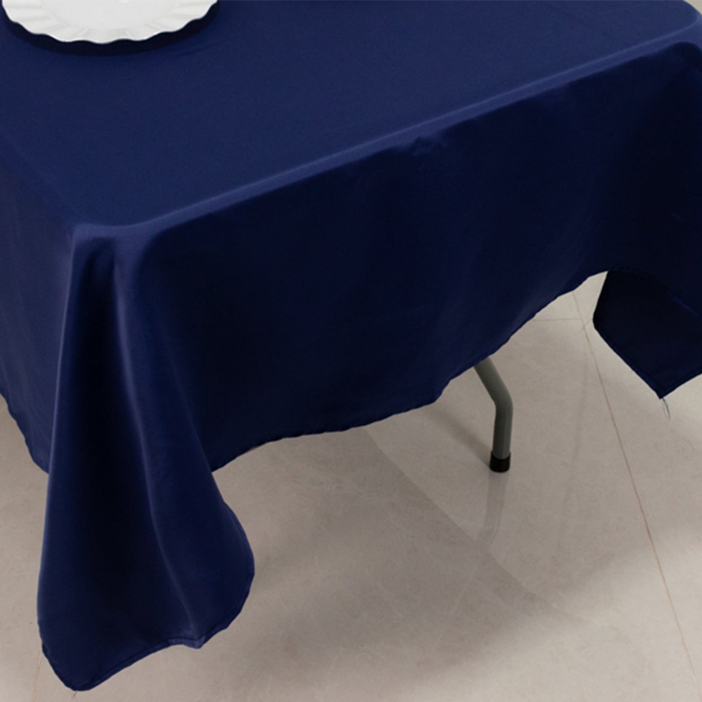 Lamour Satin 60"x102" Rectangle Tablecloth Navy Blue - Durable & Silky Soft Feel Table Cover