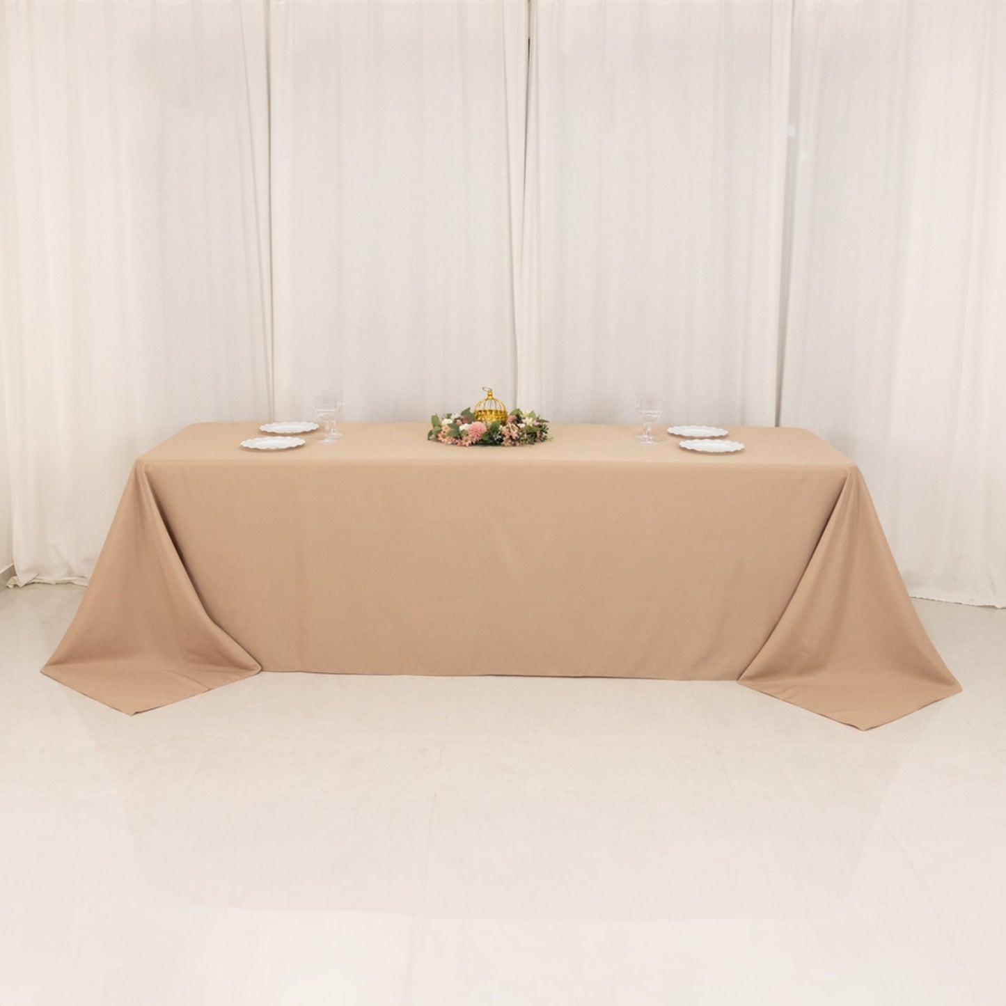 Premium Polyester 90"x156" Rectangle Tablecloth Nude - Seamless 220GSM Stain-Resistant Table Cover