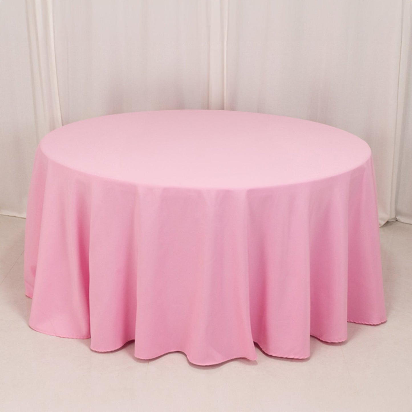 Premium Polyester 120" Round Tablecloth Pink - Seamless 220GSM Wrinkle-Resistant Table Cover